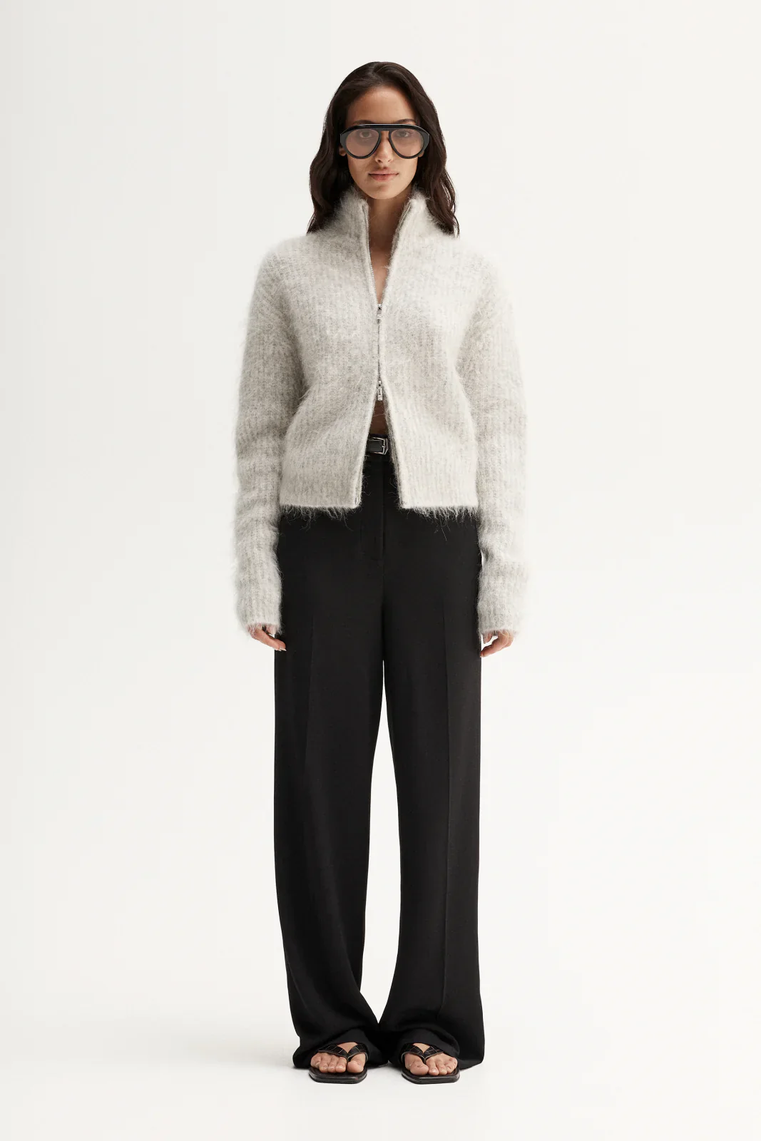 Arden Knit Cardigan in White Marle