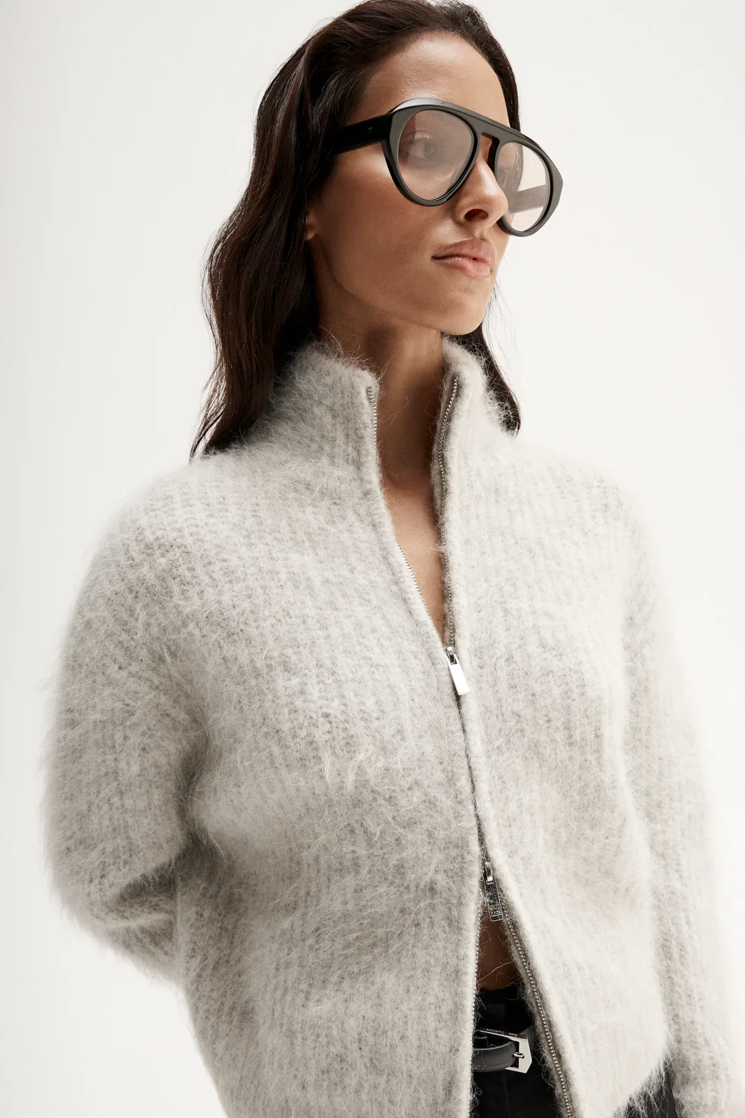 Arden Knit Cardigan in White Marle - Image 2
