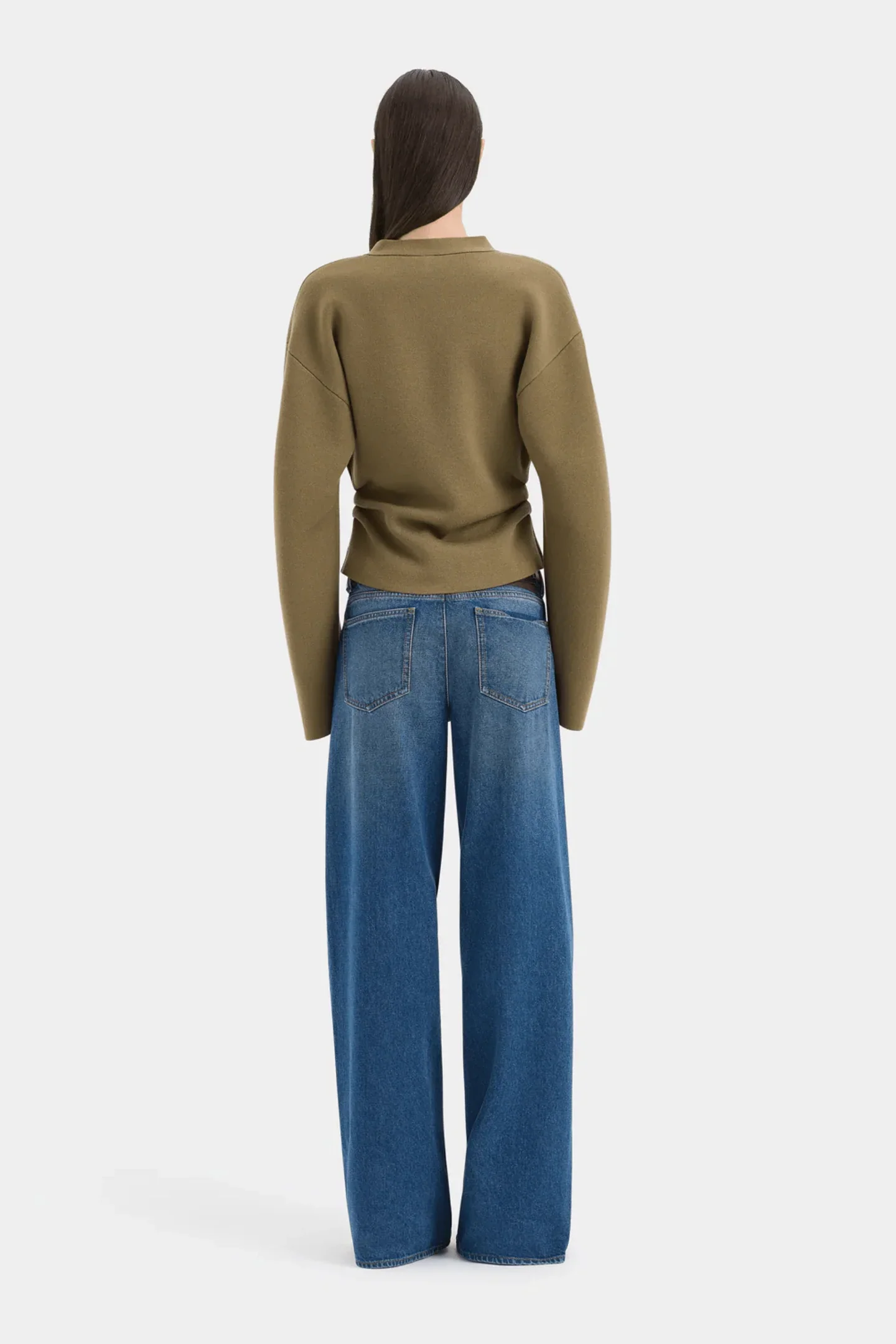 Ayana Gathered Cardigan in Khaki - Image 3