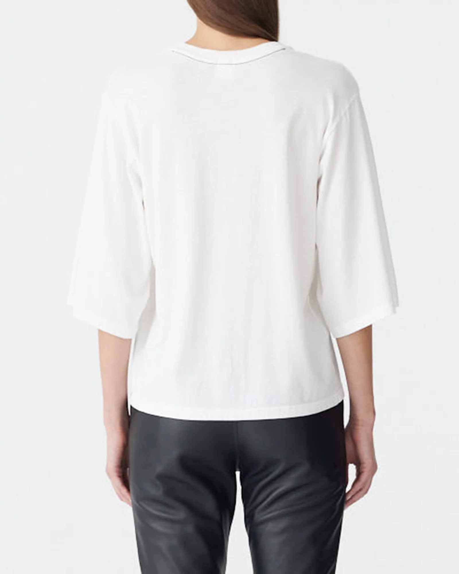 Boxy 3/4 Sleeve T-Shirt in White - Image 3
