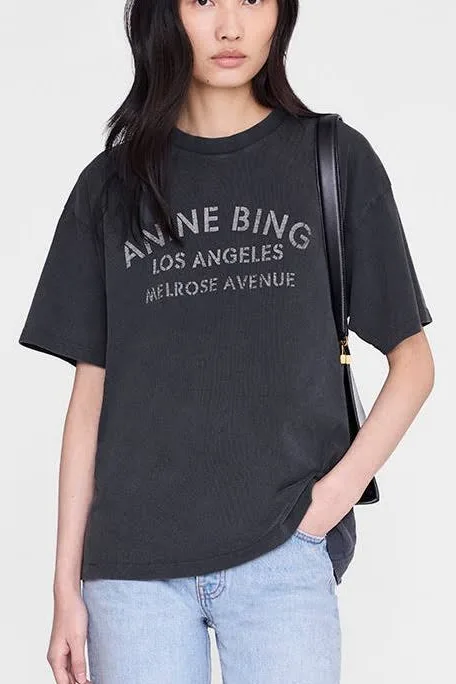 Cade Tee Melrose Stencil in Washed Black - Image 2