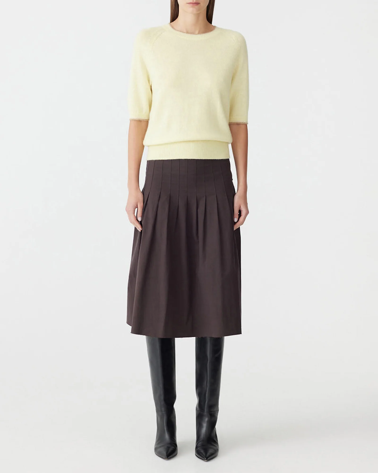Cashmere Linen Crew Knit in Lemon - Image 3