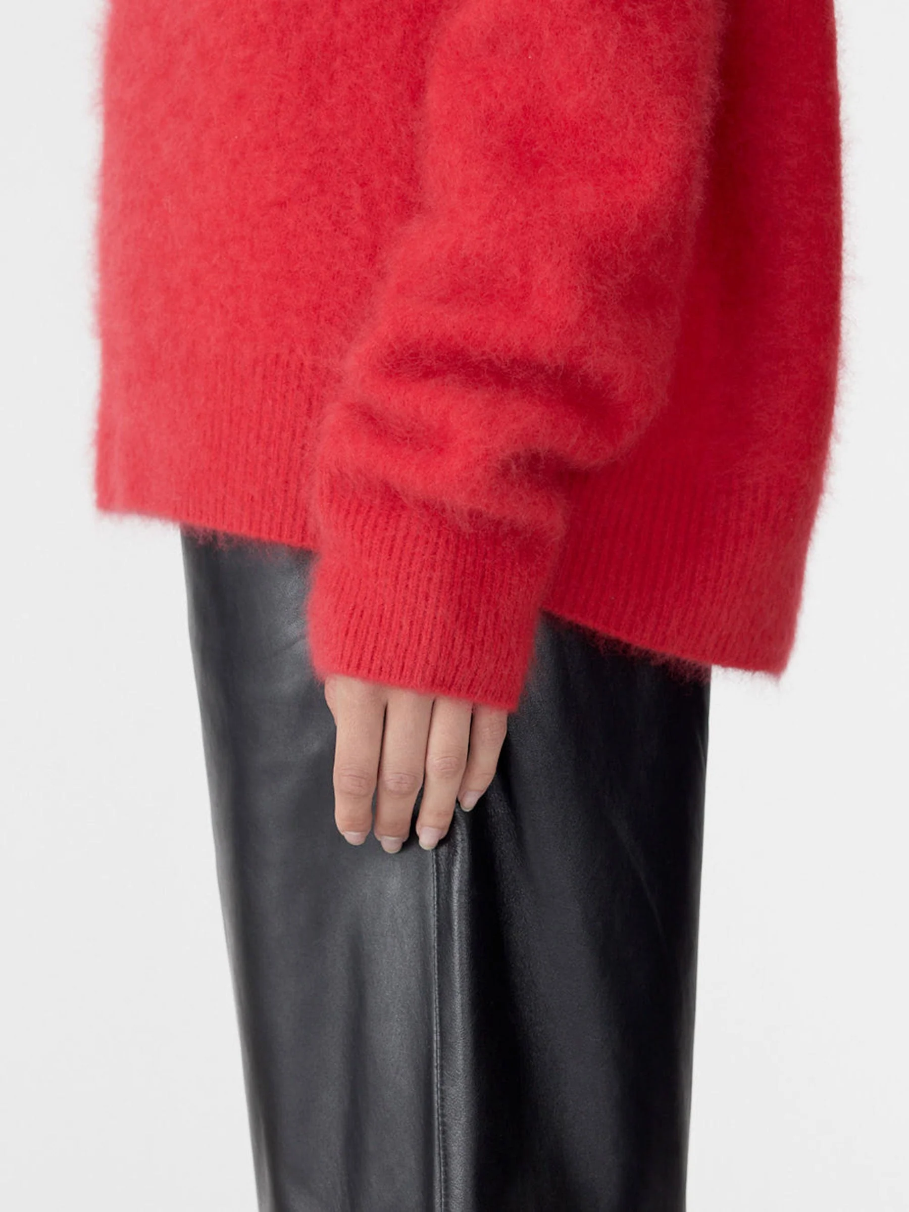 Deep V Textured Knit in Red - Image 4