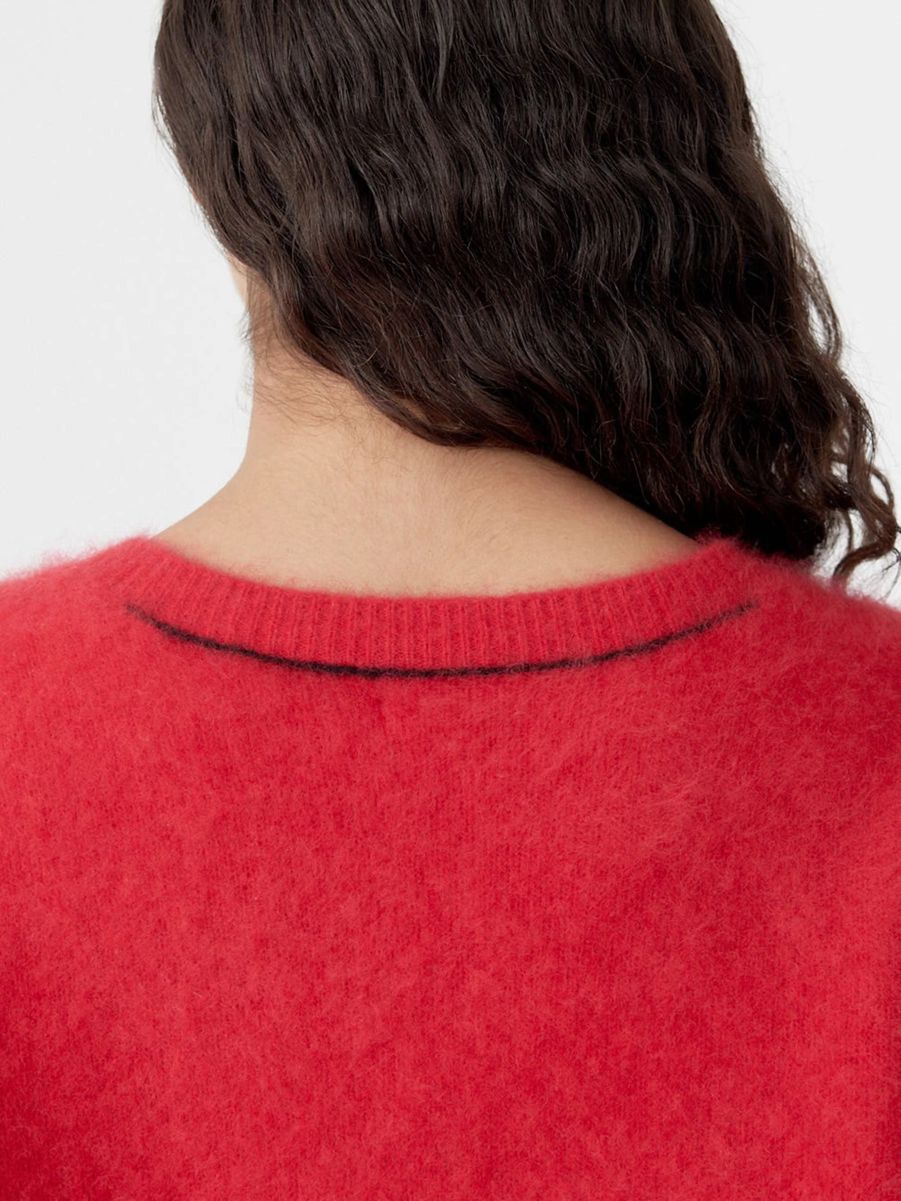 Deep V Textured Knit in Red - Image 5