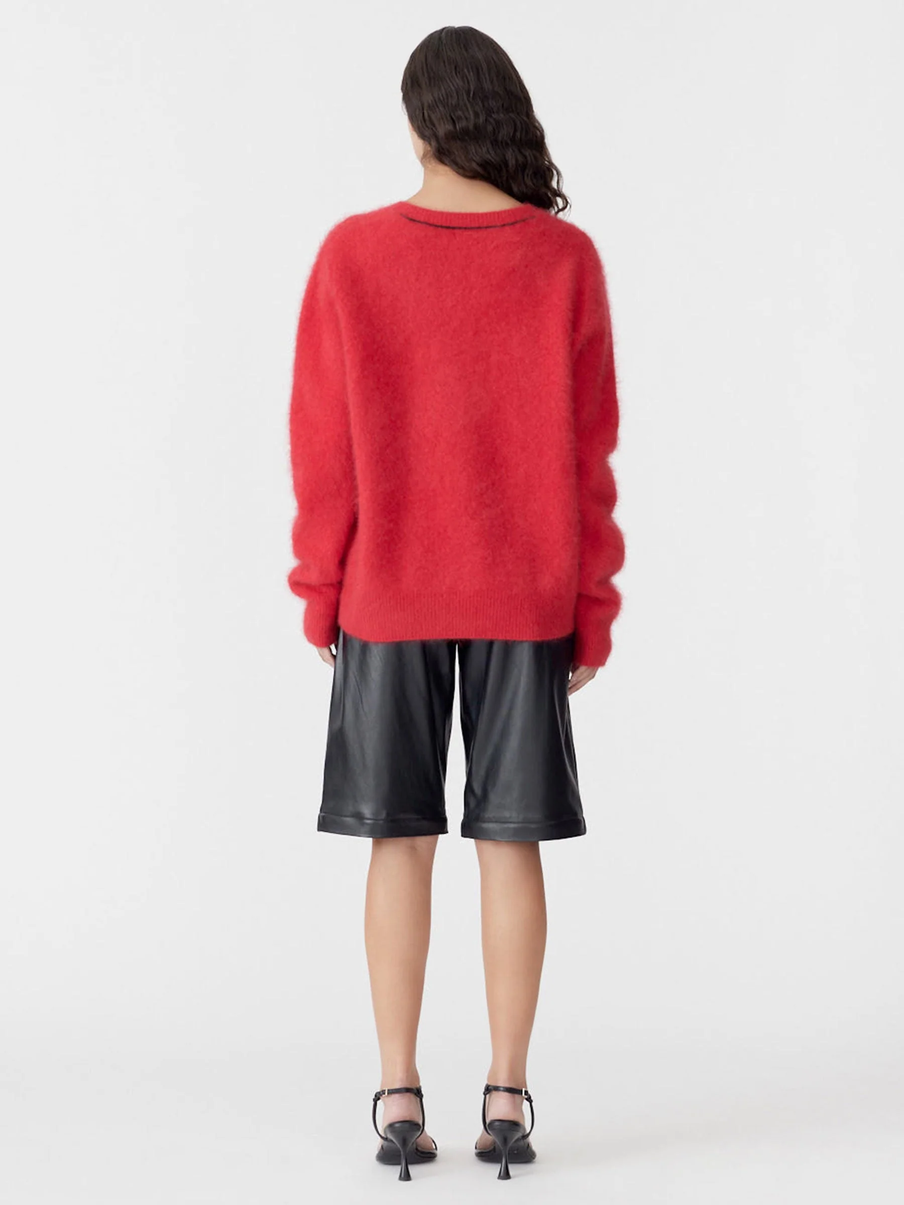 Deep V Textured Knit in Red - Image 6