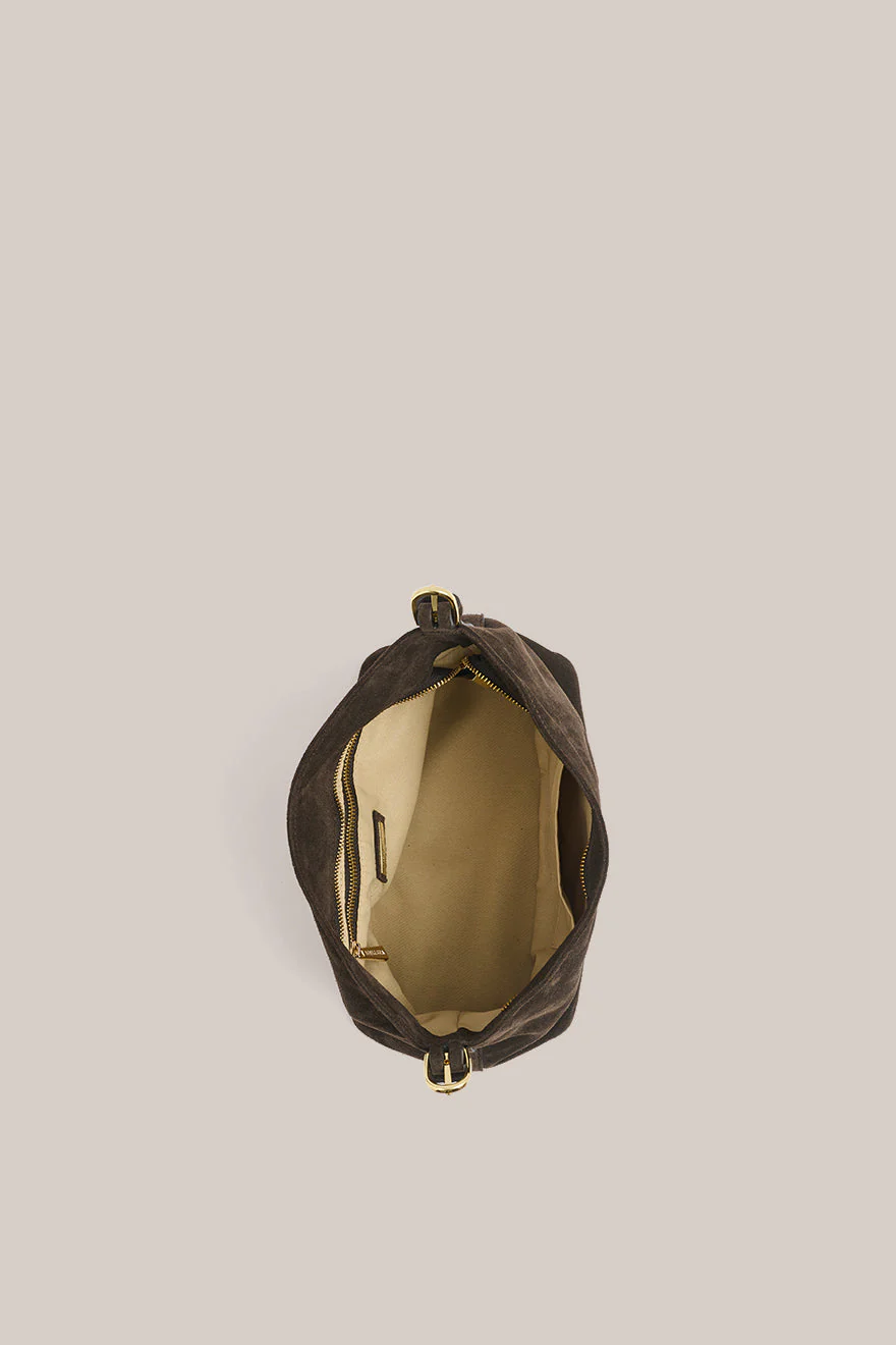 Eden Dark Chocolate Suede Bag - Image 4