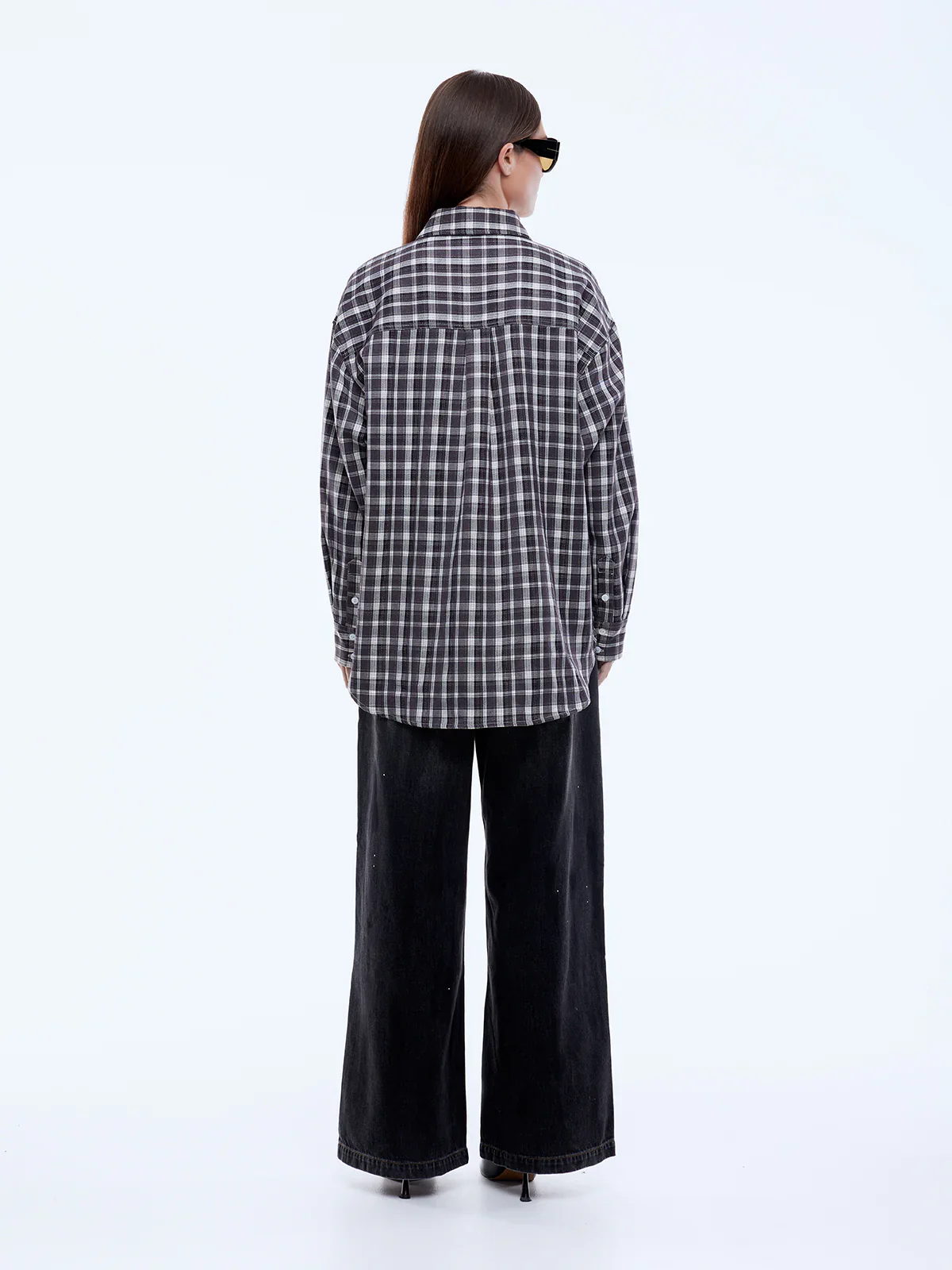 Gigi Check Shirt in Charcoal - Image 4