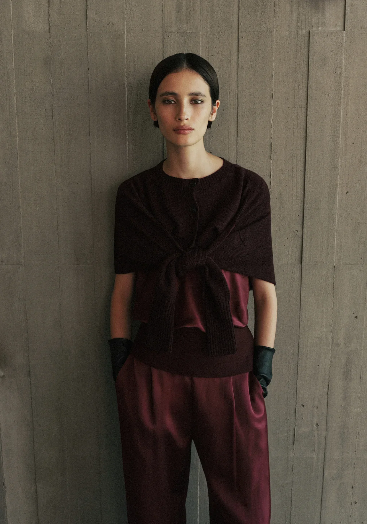 Hart Merino Cardigan in Burgundy - Image 5