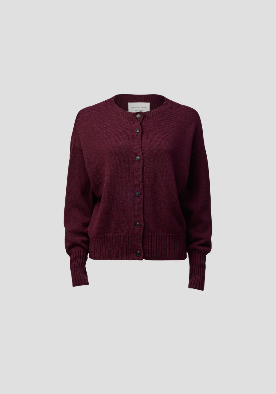 Hart Merino Cardigan in Burgundy - Image 6