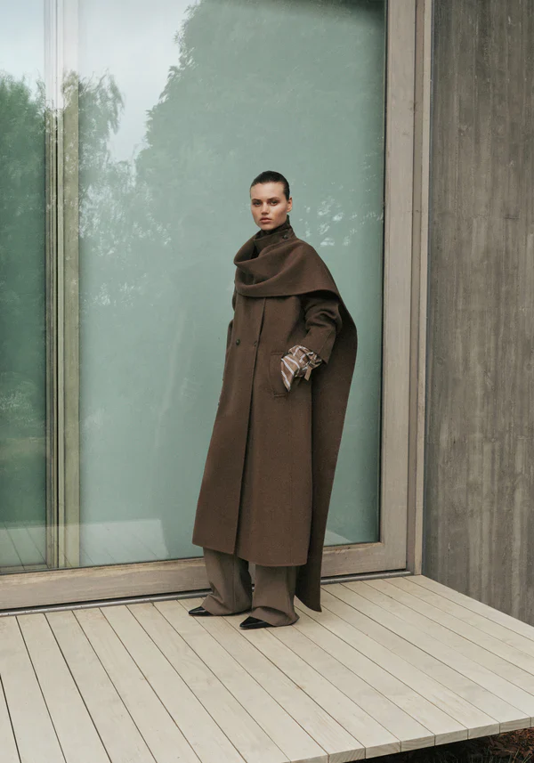 Hemingway Wool Coat in Khaki - Image 3