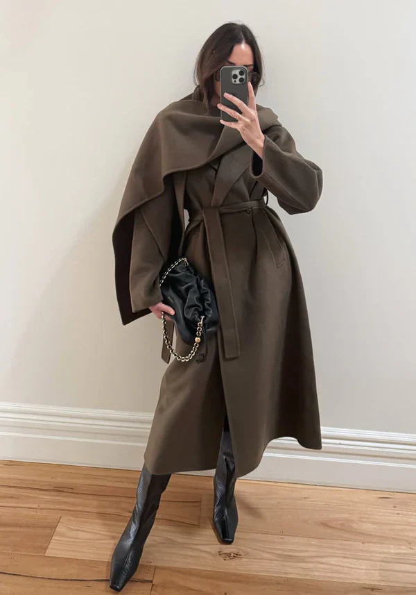 Hemingway Wool Coat in Khaki - Image 8