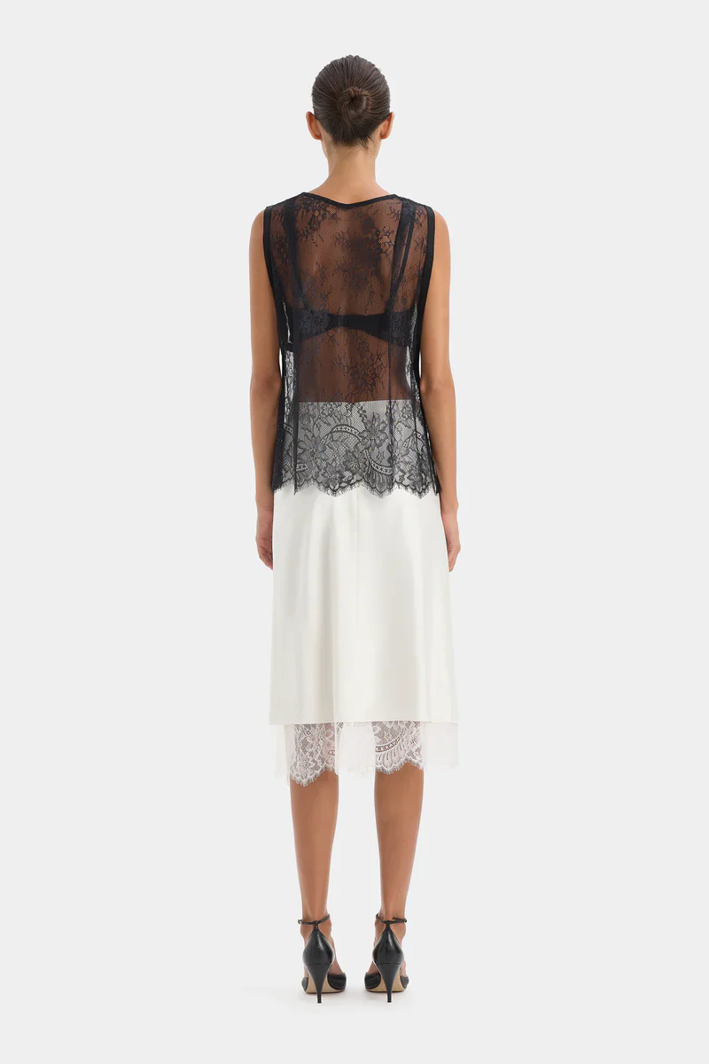 Ingrid Lace Midi Skirt in Ivory - Image 3