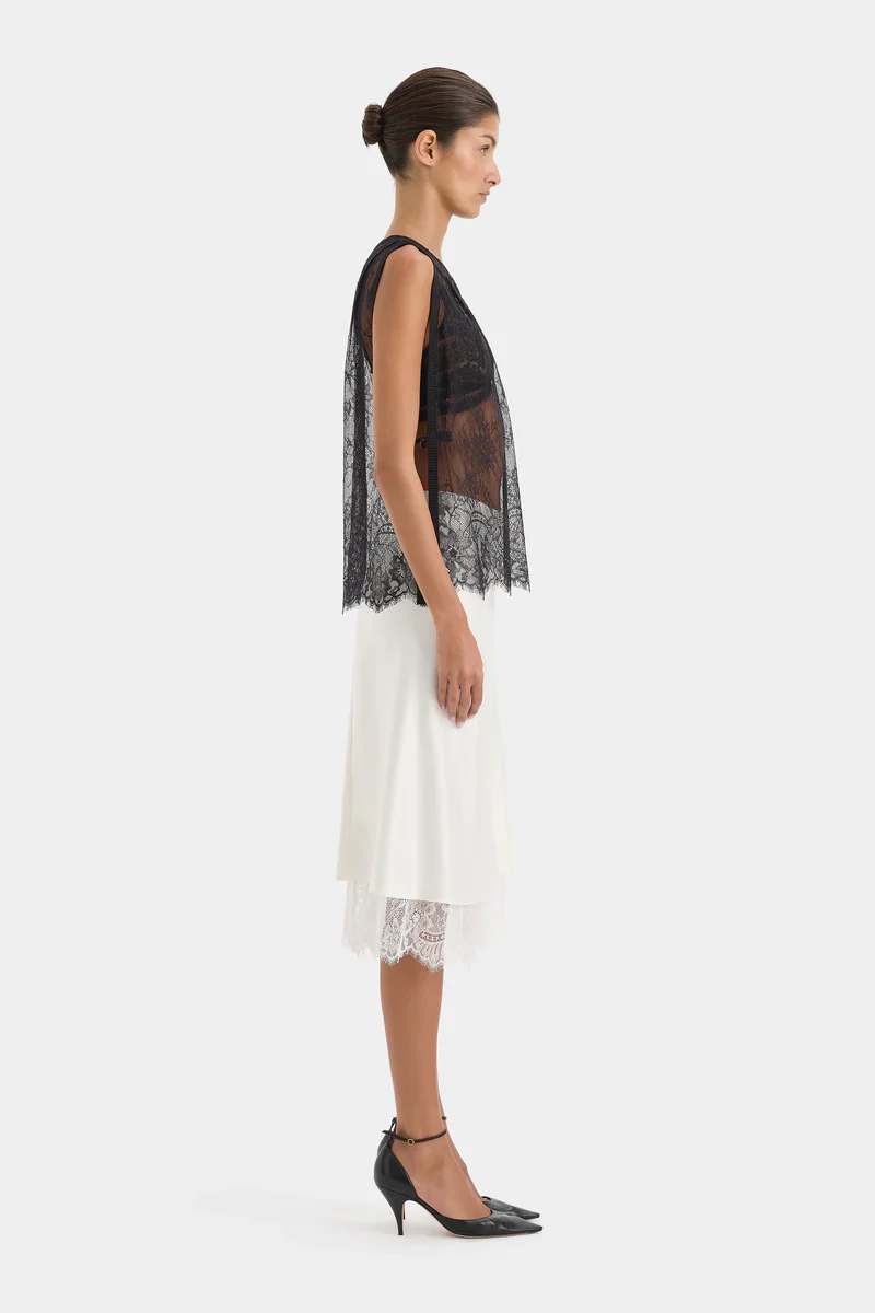 Ingrid Lace Midi Skirt in Ivory - Image 4