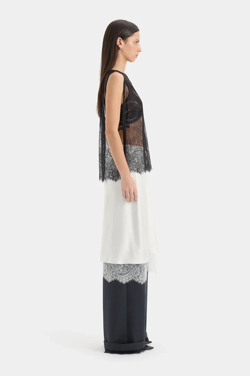 Ingrid Lace Midi Skirt in Ivory - Image 9