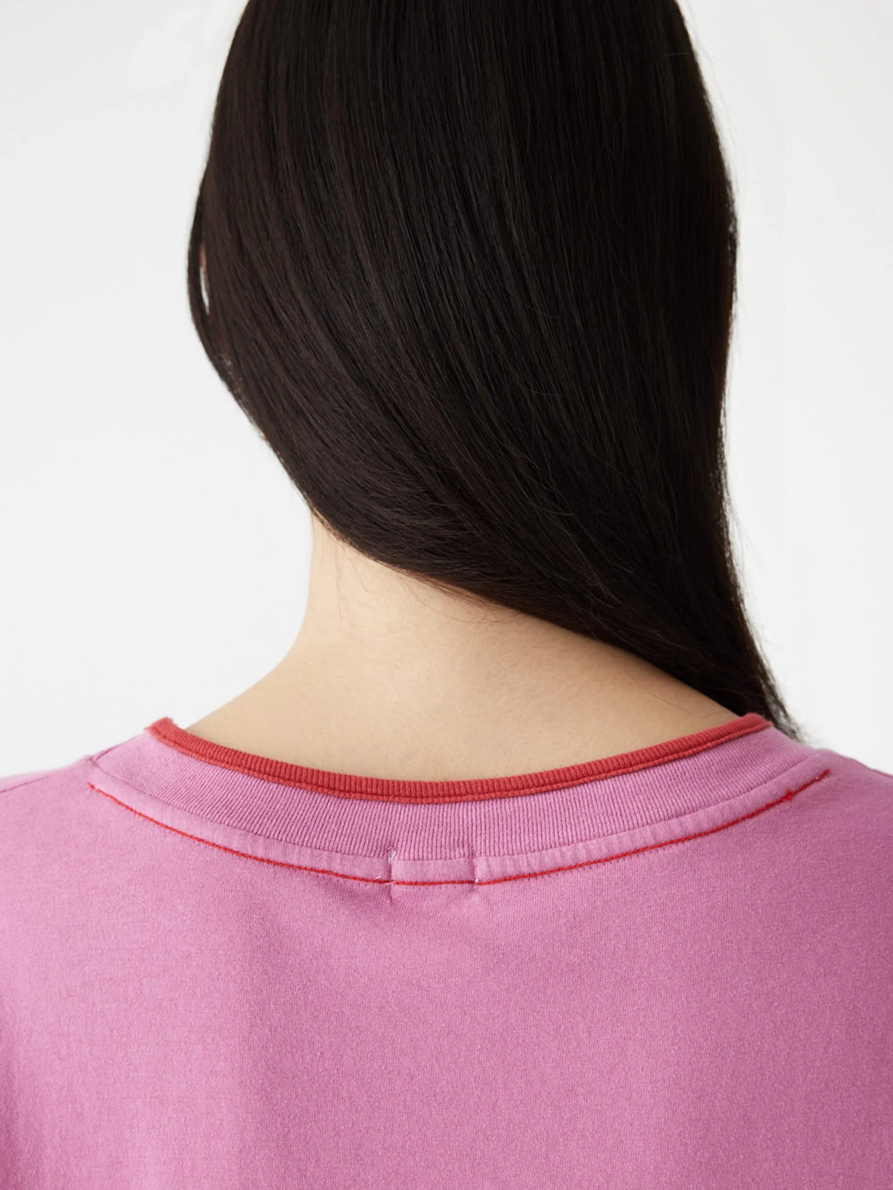 Layered Neck T-Shirt in Pink/Red - Image 4