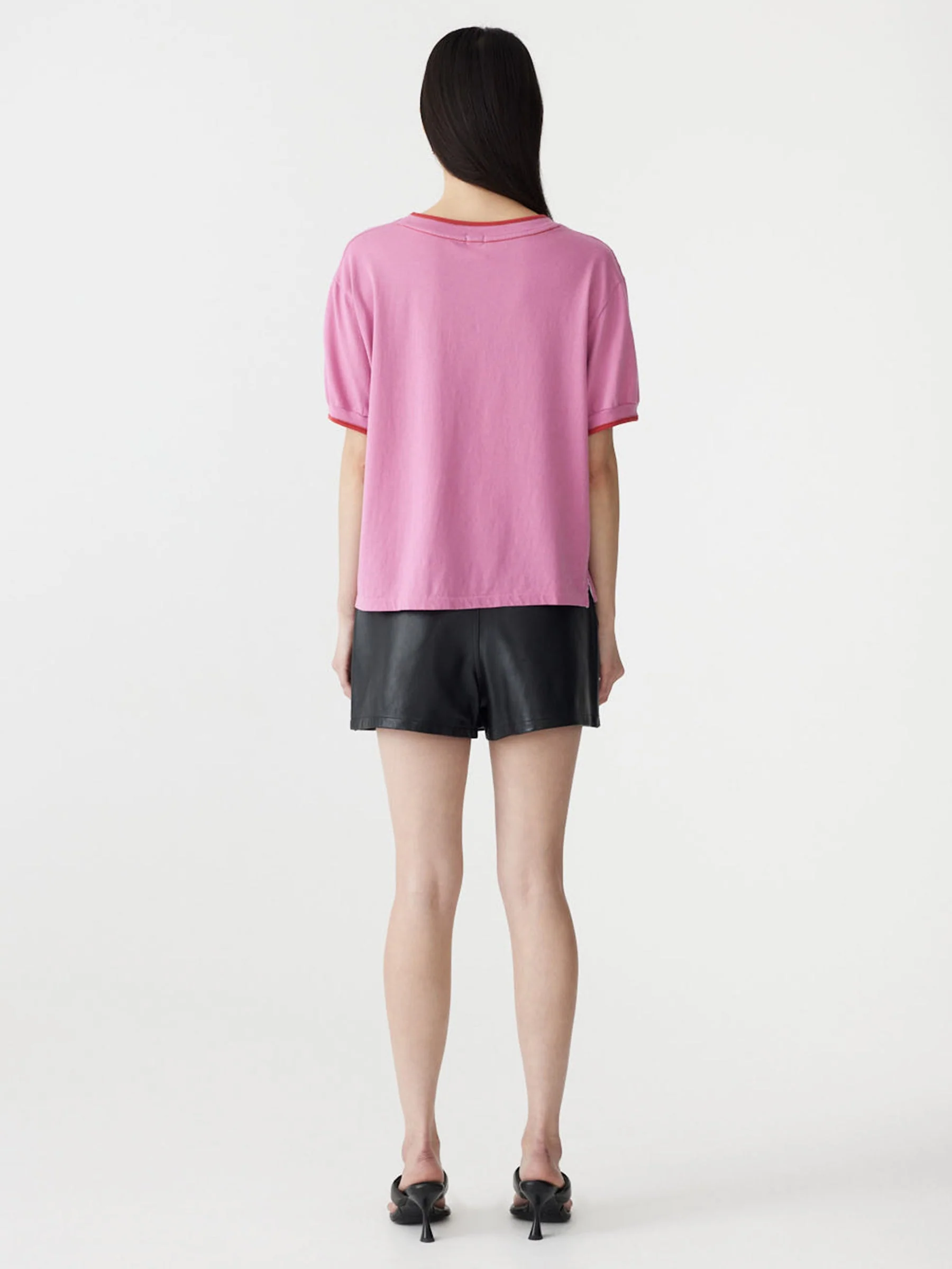 Layered Neck T-Shirt in Pink/Red - Image 5