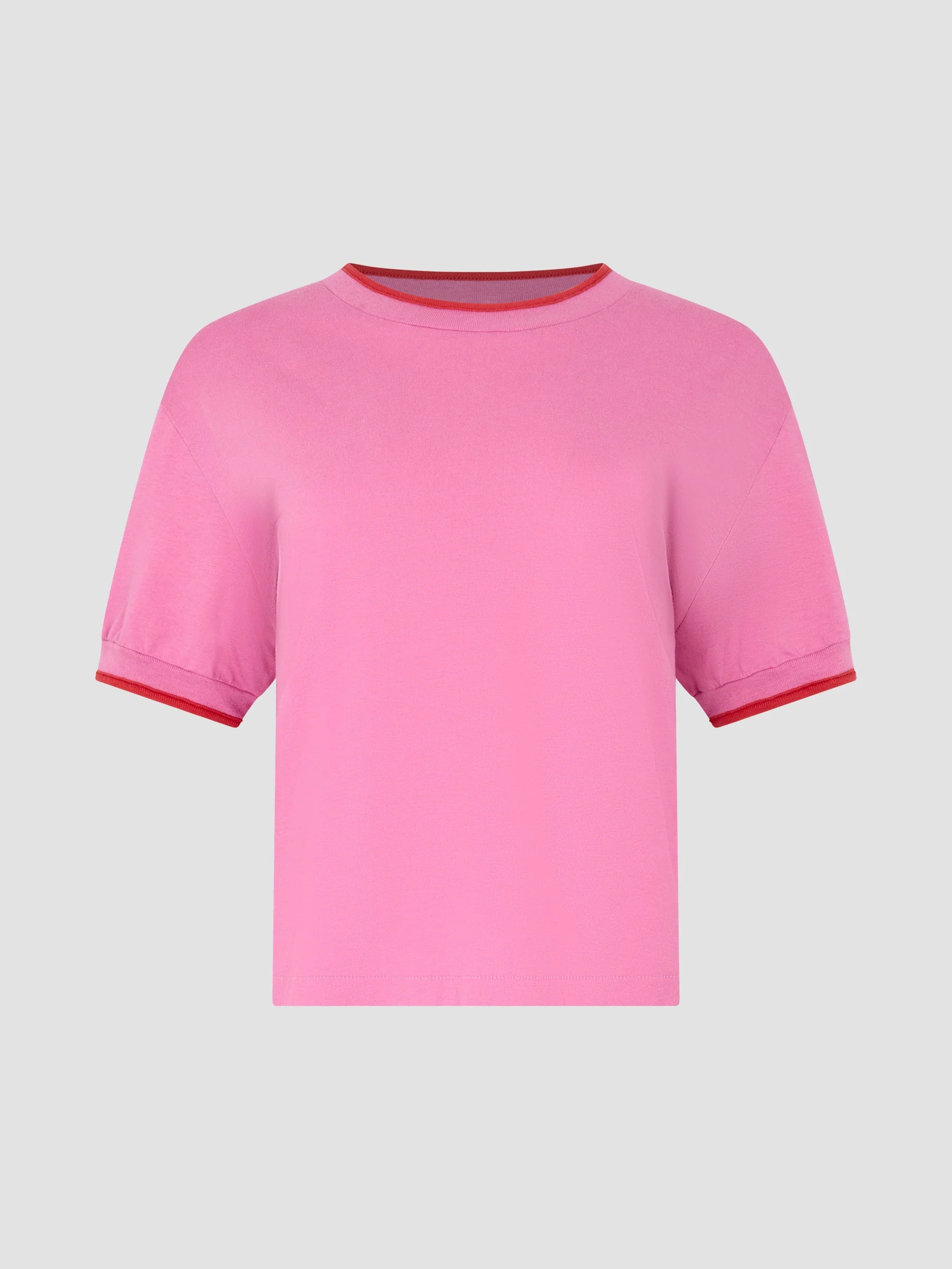 Layered Neck T-Shirt in Pink/Red - Image 6