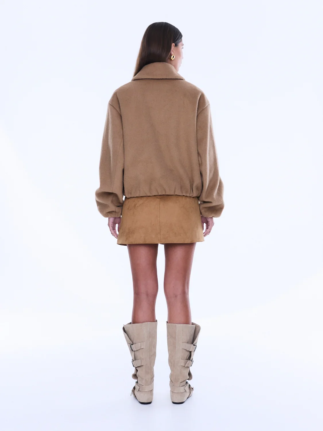 Maeve Wool Blend Bomber in Sand - Image 3
