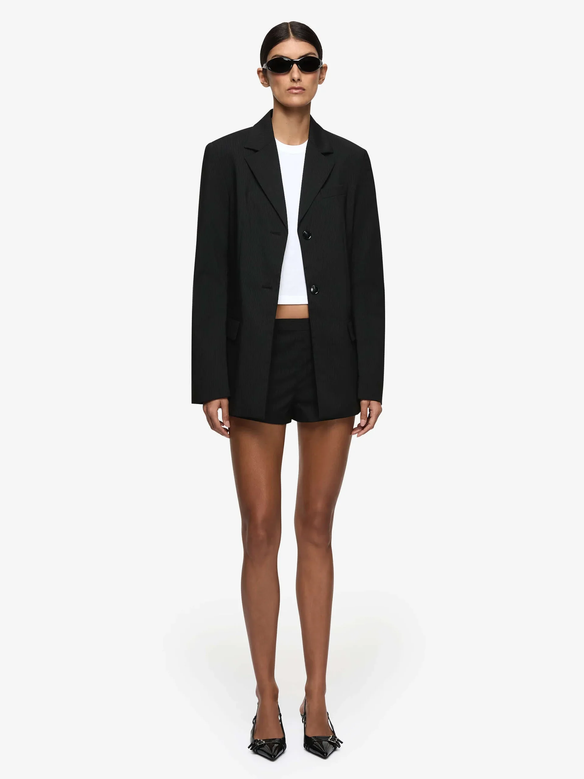Marcelli Blazer in Black and White Pinkstripe - Image 3