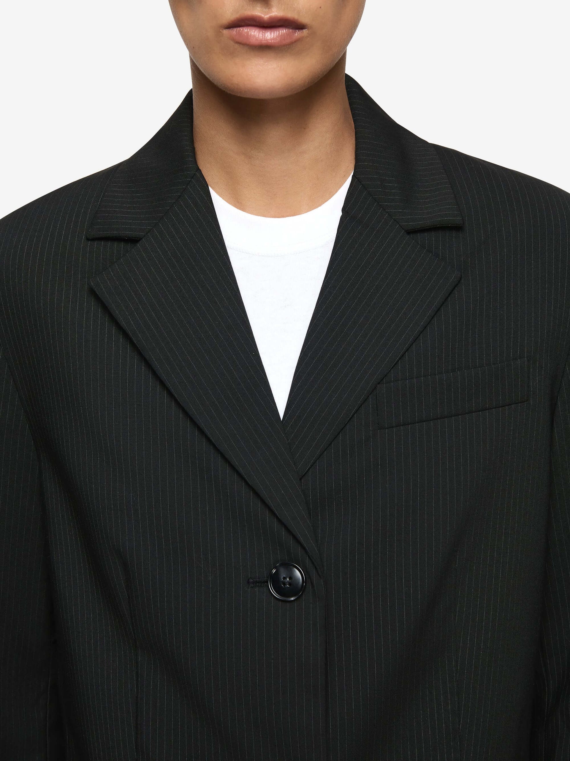 Marcelli Blazer in Black and White Pinkstripe - Image 4