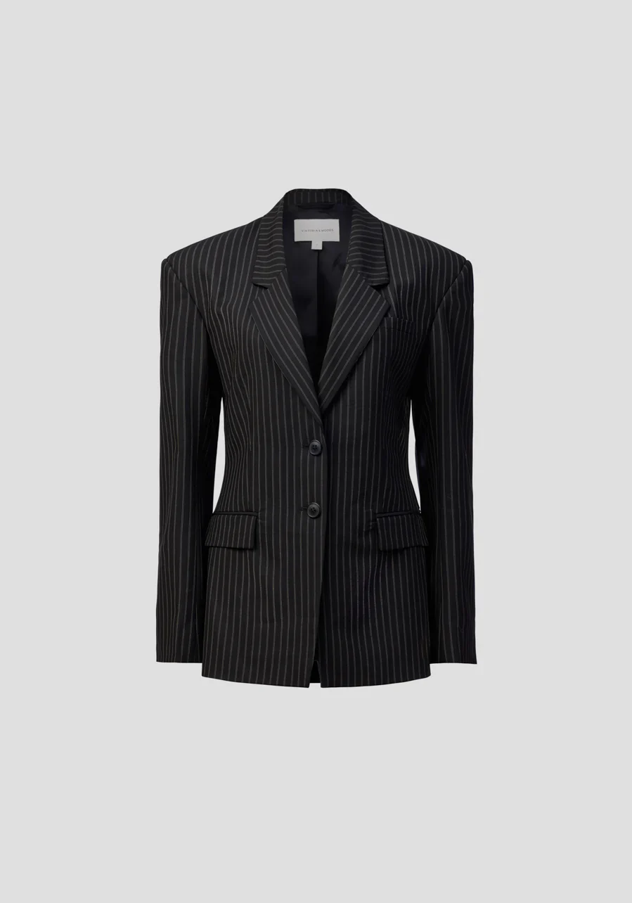 Michigan Blazer in Black Pinstripe - Image 6