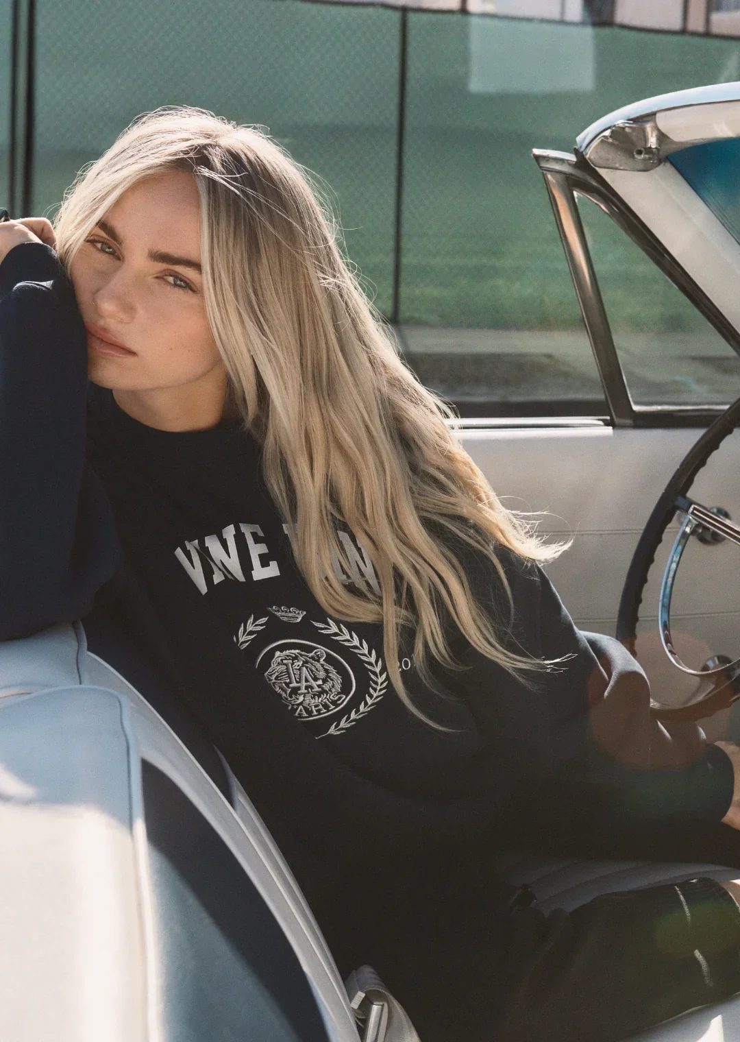 Miles Collegiate Sweatshirt in Dark Navy - Image 4