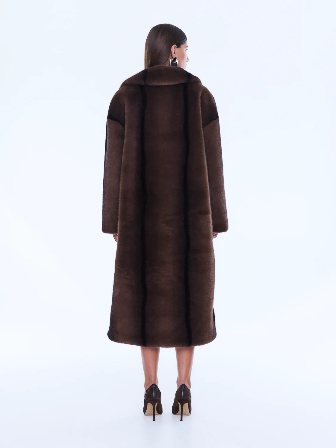Nova Longline Fur Jacket in Brown - Image 4