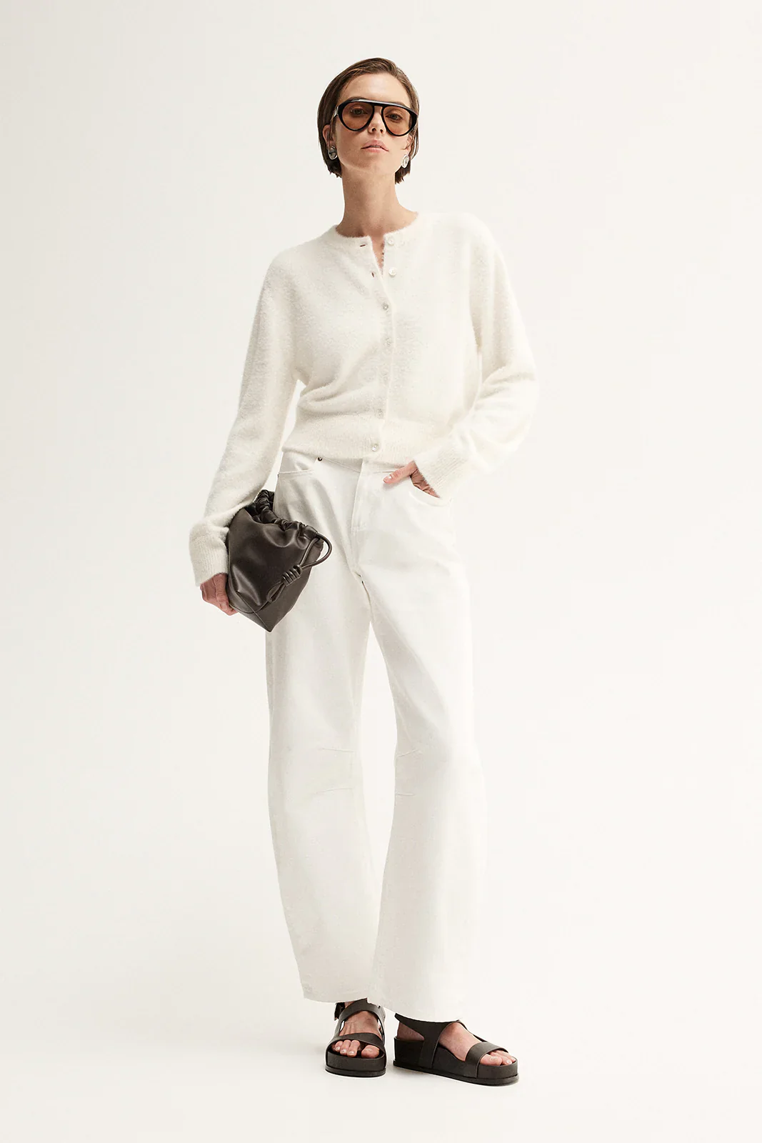 Posie Knit Cardigan in White