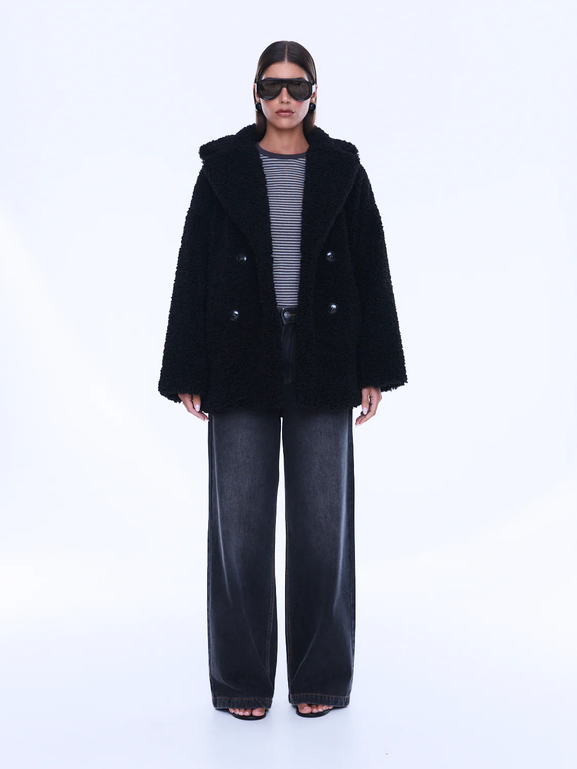 Quinn Faux Fur Robe in Black - Image 7