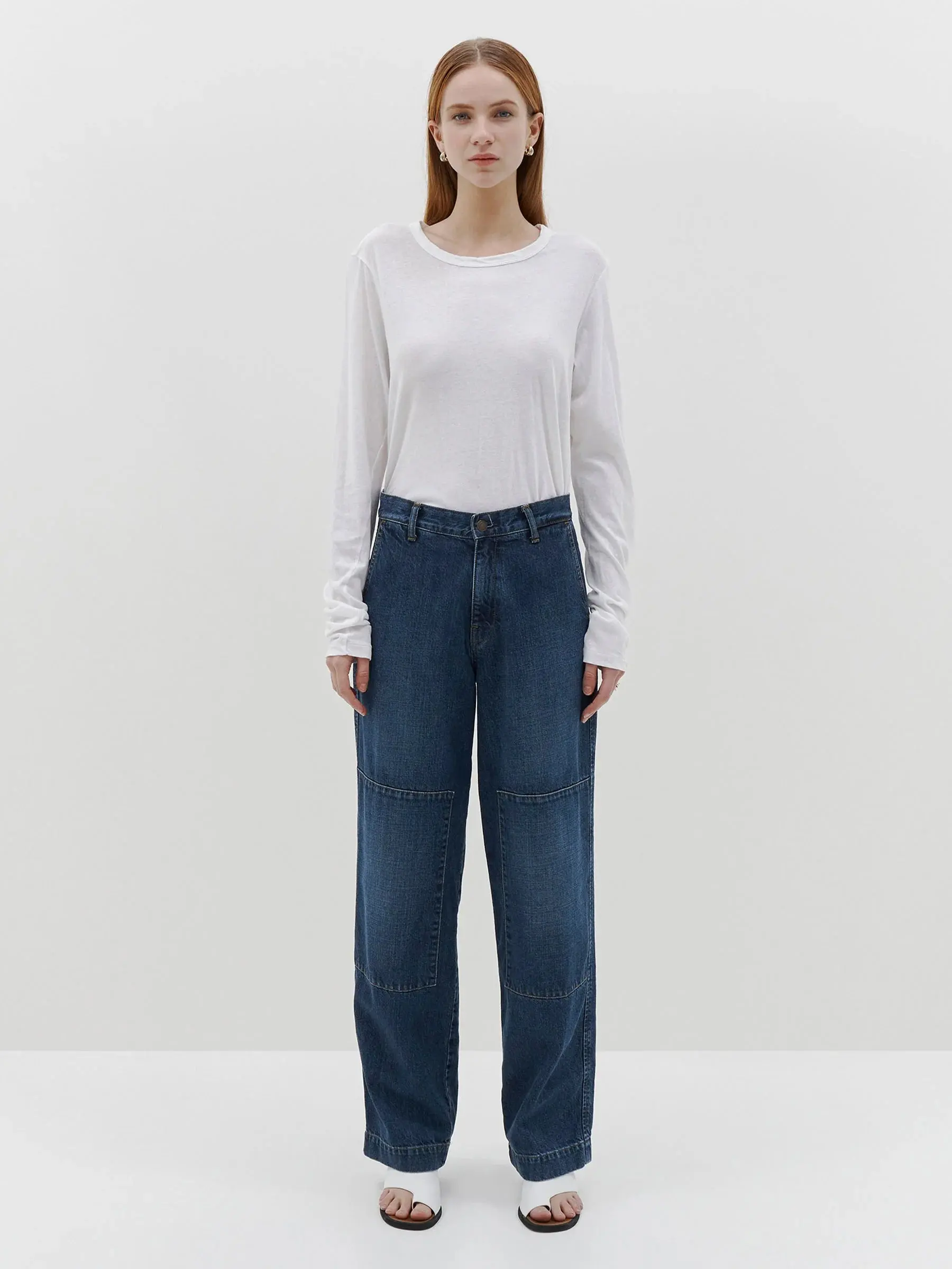 Regular Scoop Hem Long Sleeve T-shirt in White - Image 3