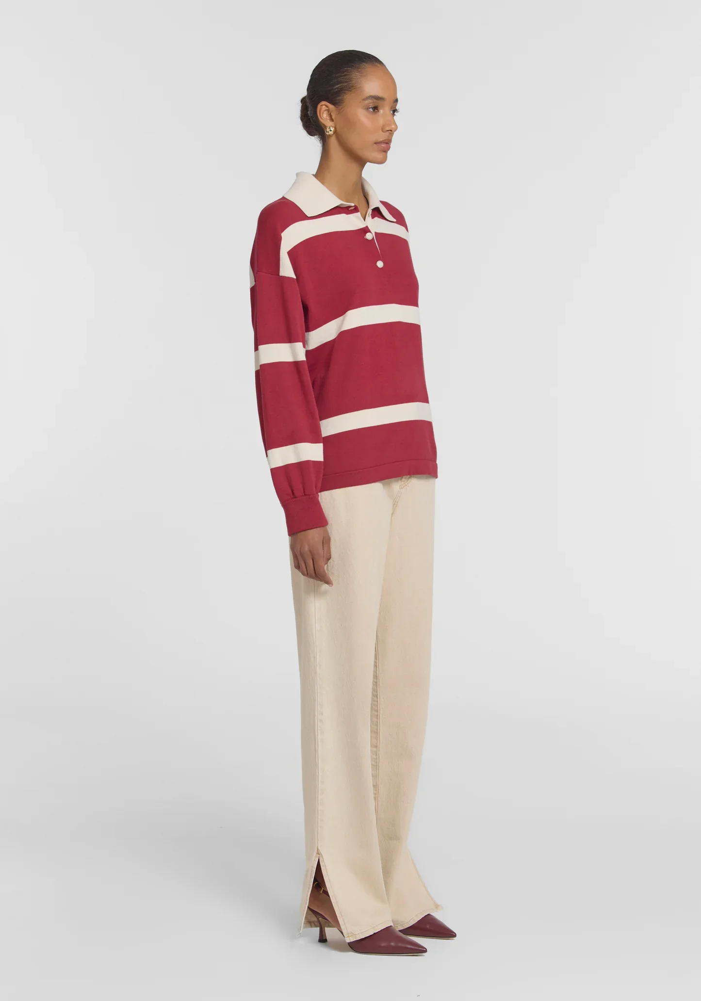 Rival Polo Knit in Red Stripe - Image 4