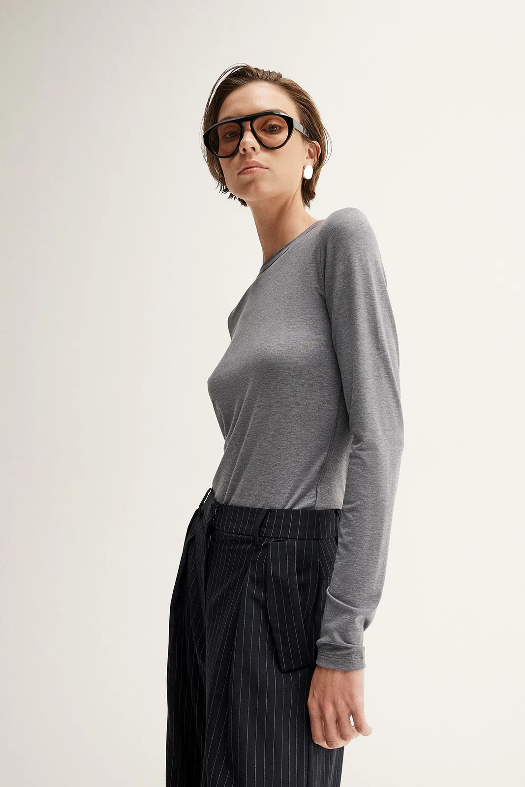Sierra Top in Charcoal Marle