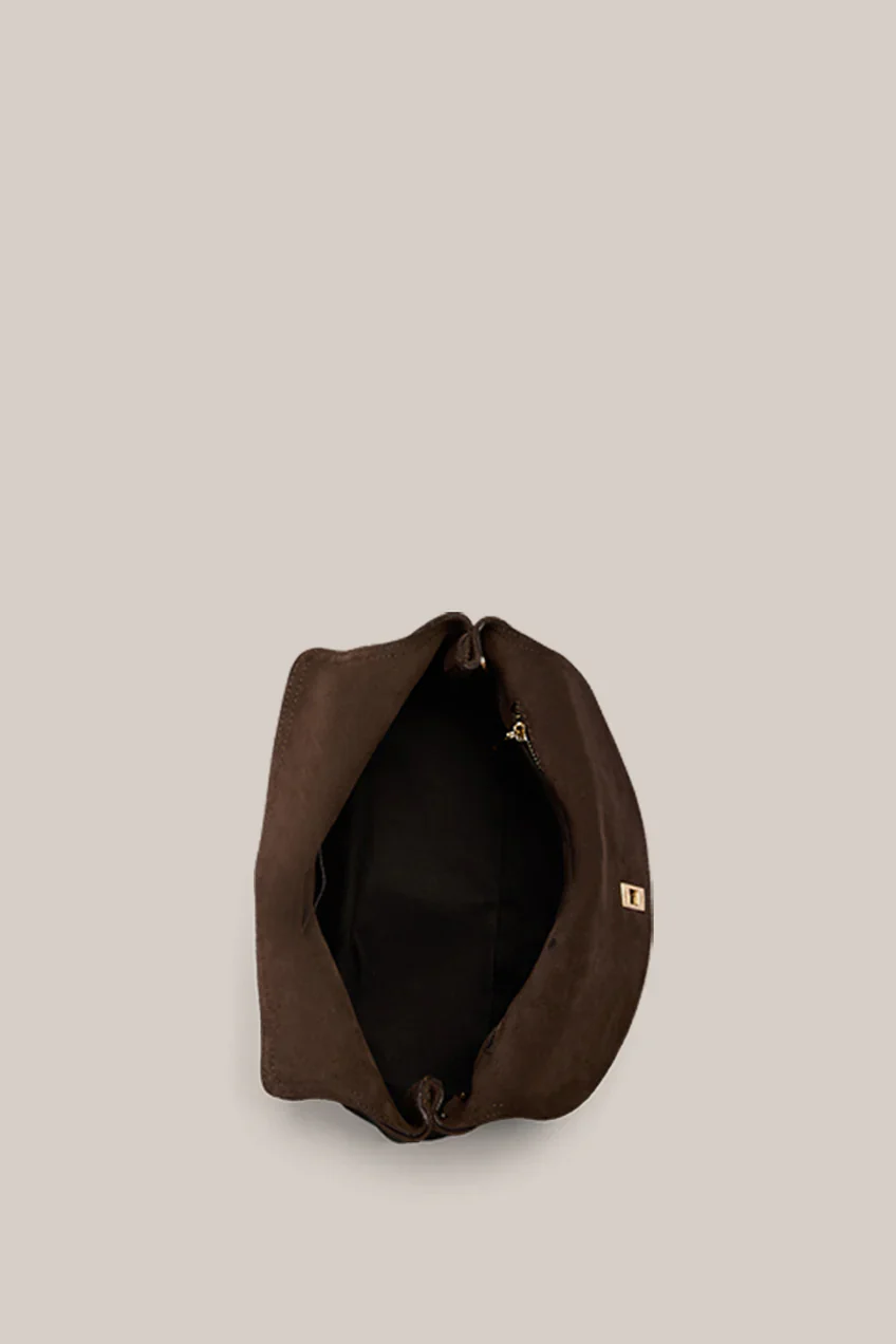 Sloane Crossbody Clutch in Chocolate Suede - Image 5