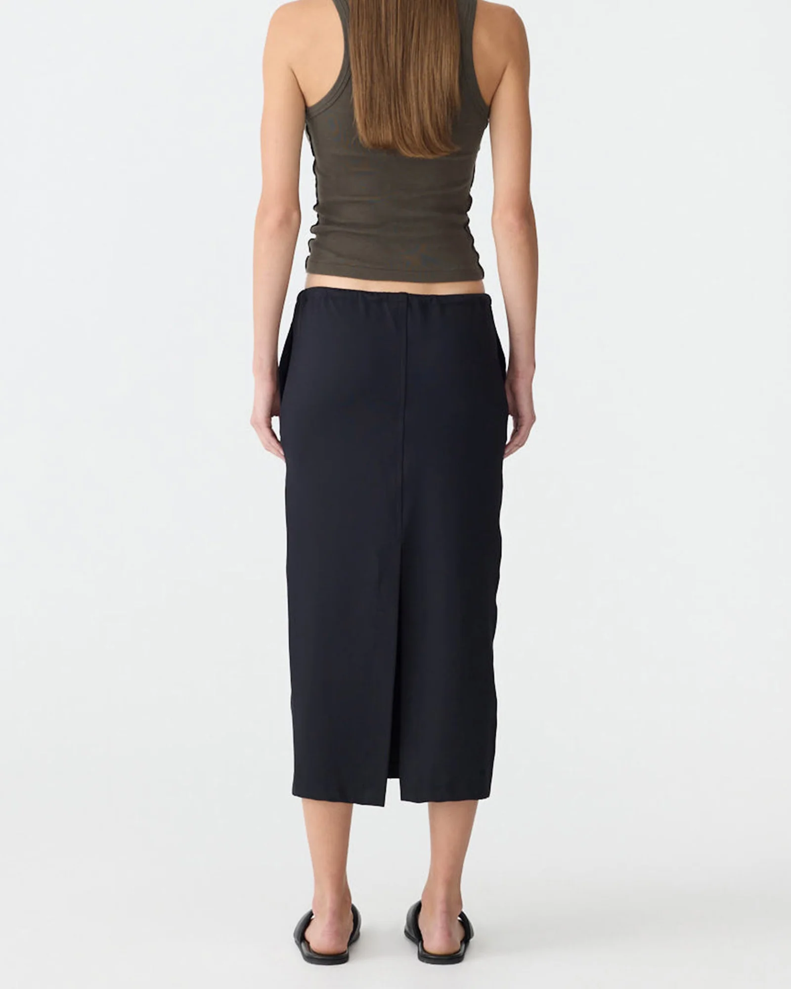 Stretch Twill Minimal Skirt in Black - Image 3