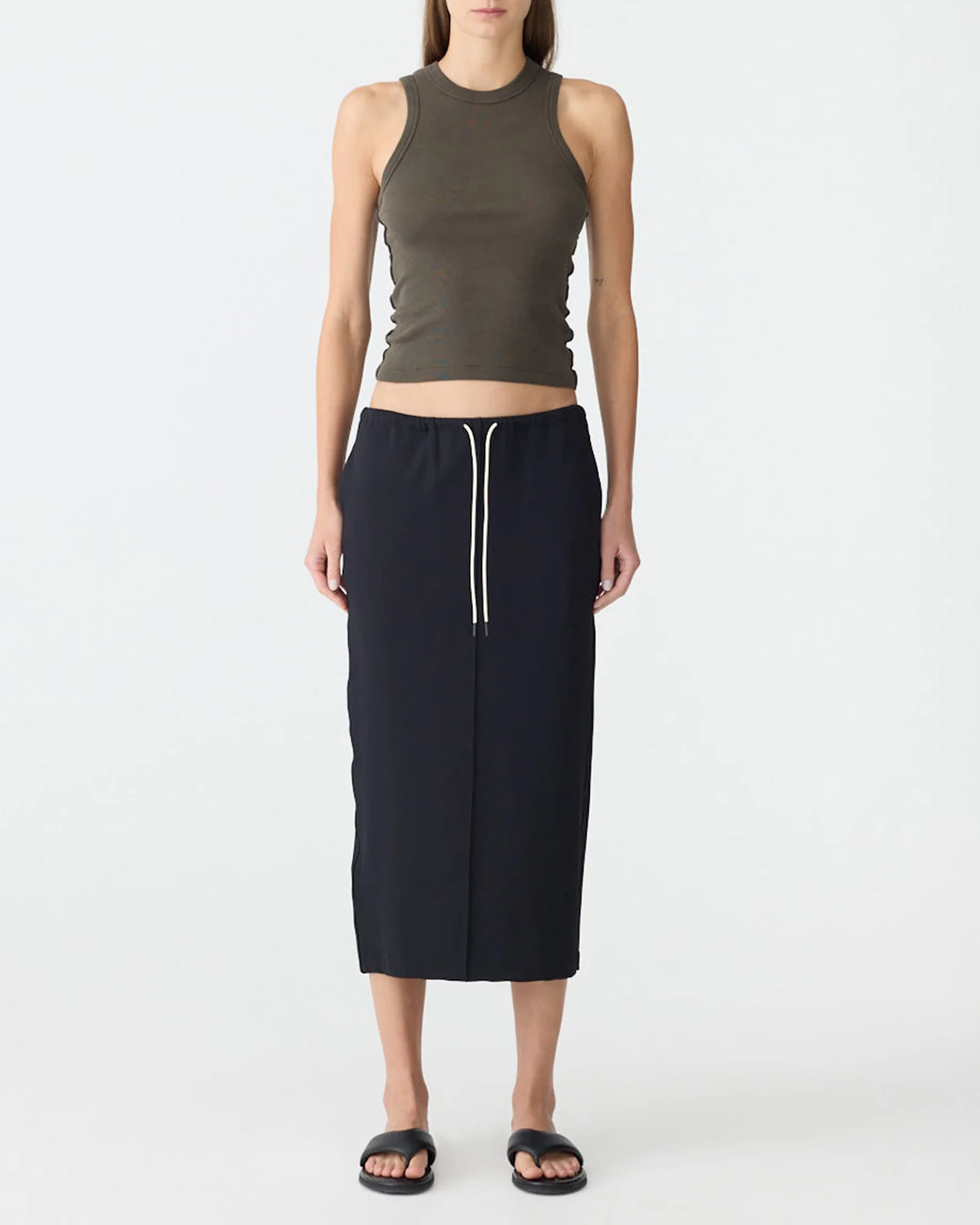 Stretch Twill Minimal Skirt in Black - Image 5