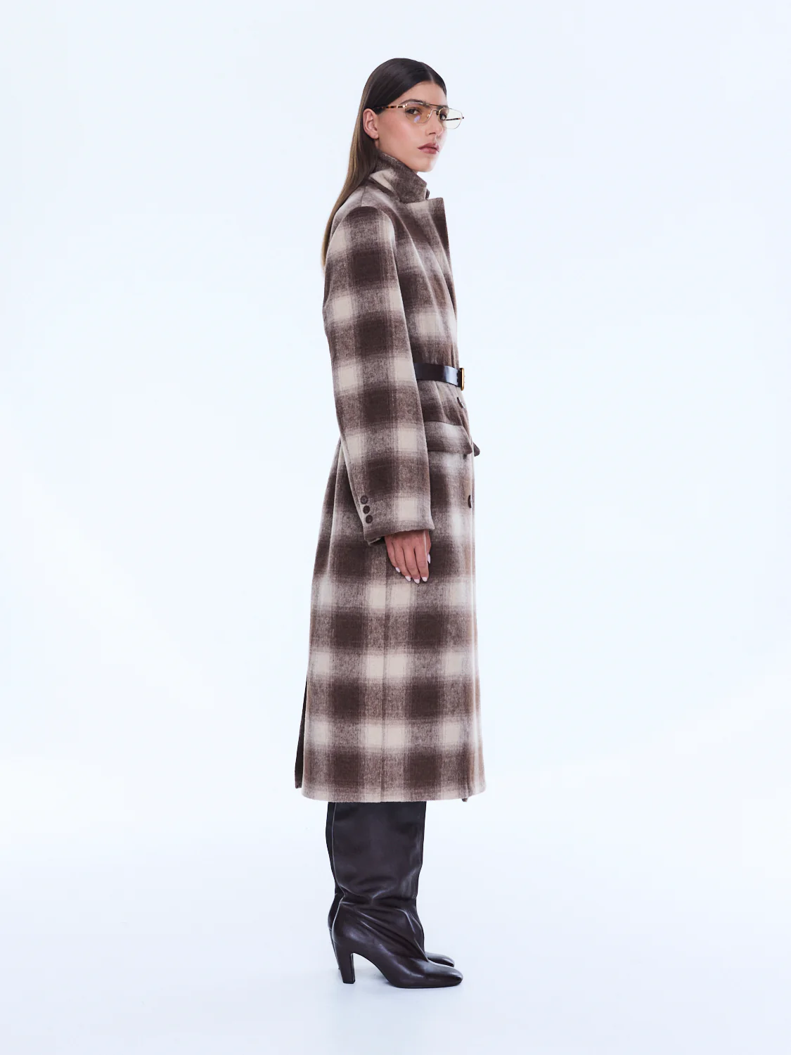 Tessa Wool Blend Check Coat - Image 3
