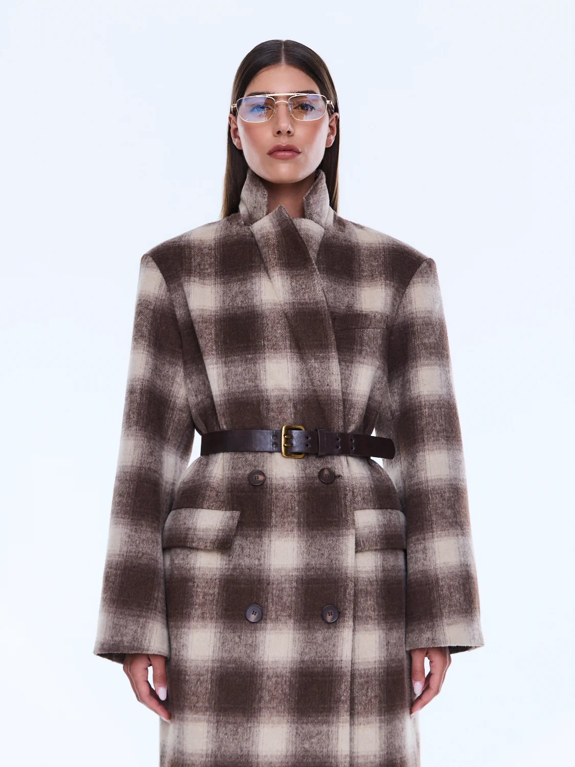 Tessa Wool Blend Check Coat - Image 5