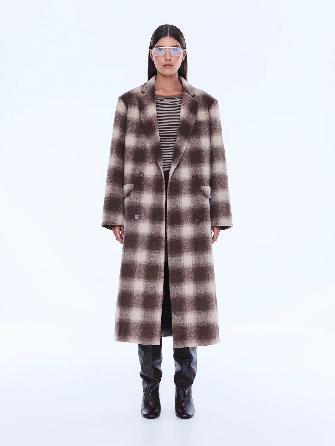 Tessa Wool Blend Check Coat - Image 6