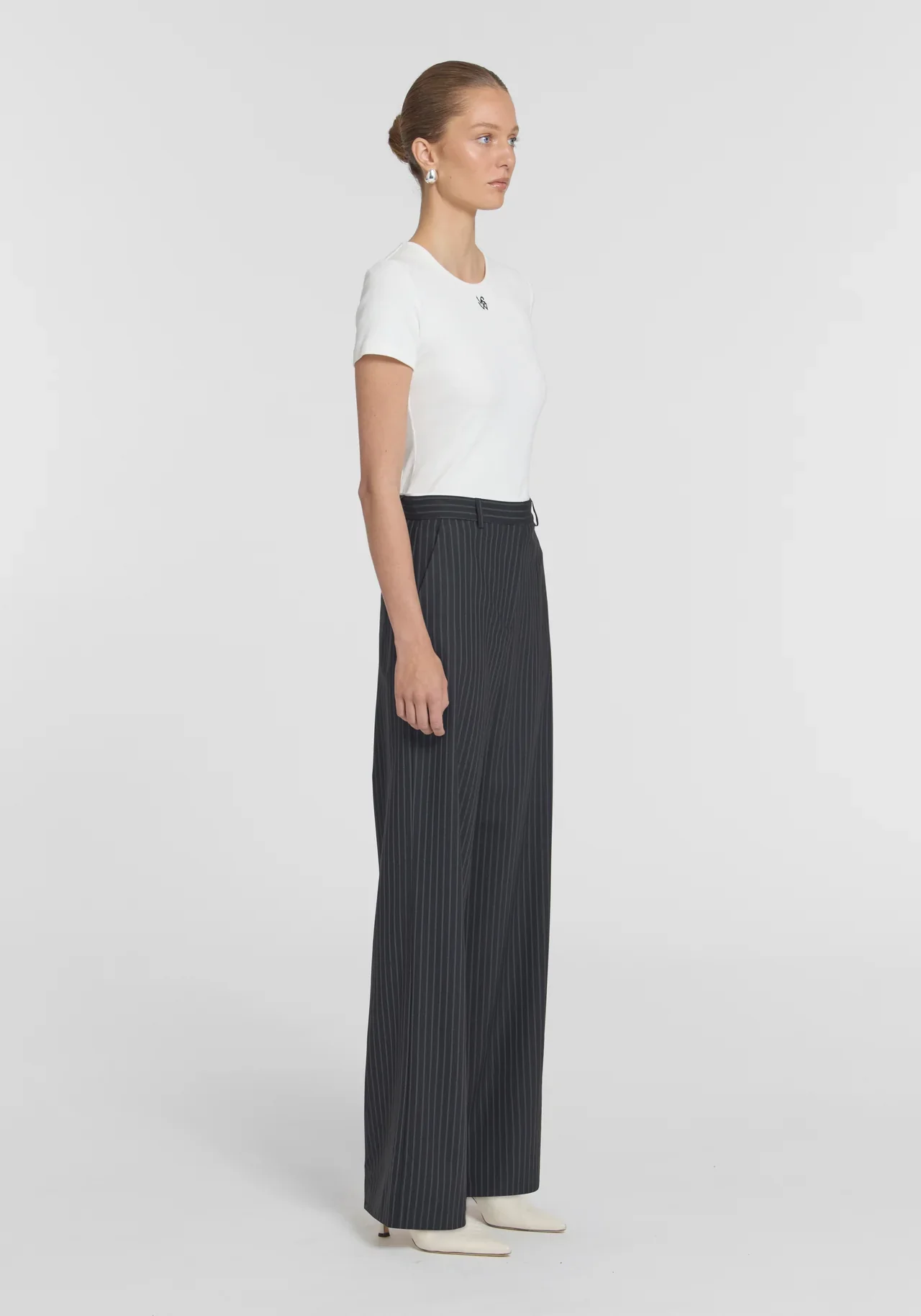 Thorpe Trouser in Black Pinstripe - Image 3