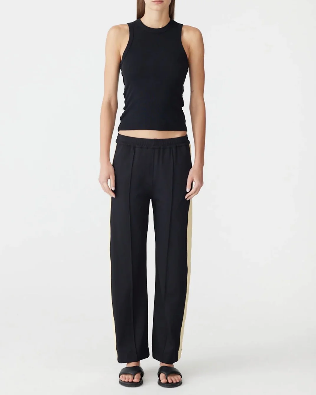 Twill Stripe Detail Pant Black/Yellow - Image 4