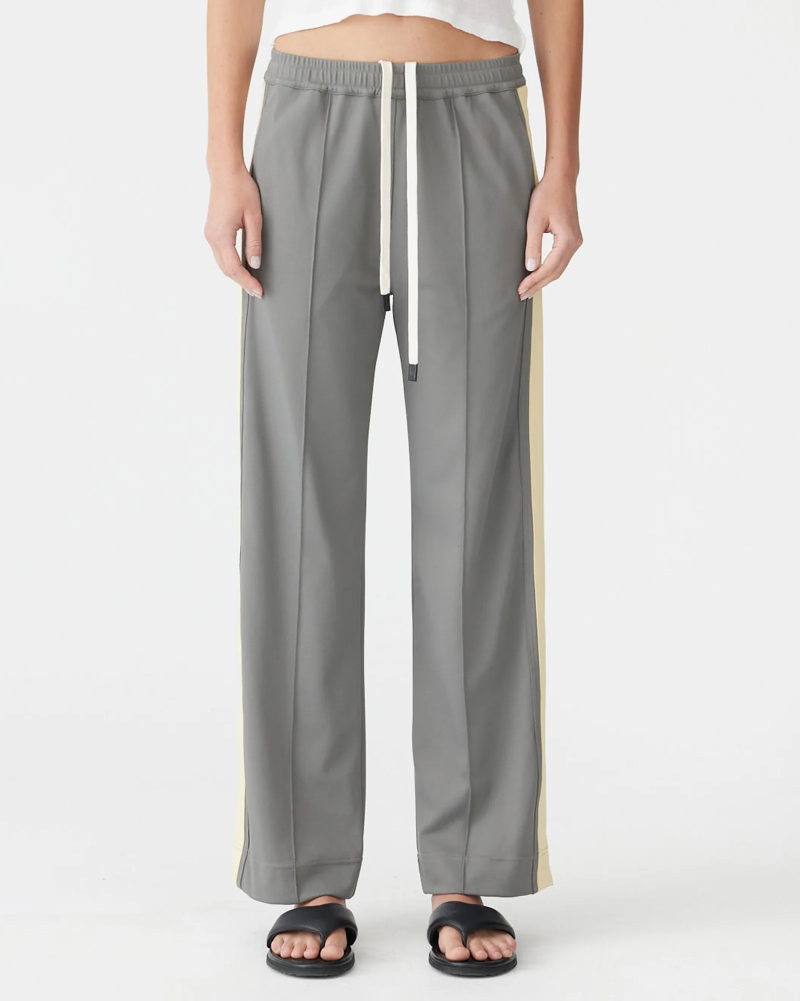 Twill Stripe Detail Pant in Pewter/Yellow