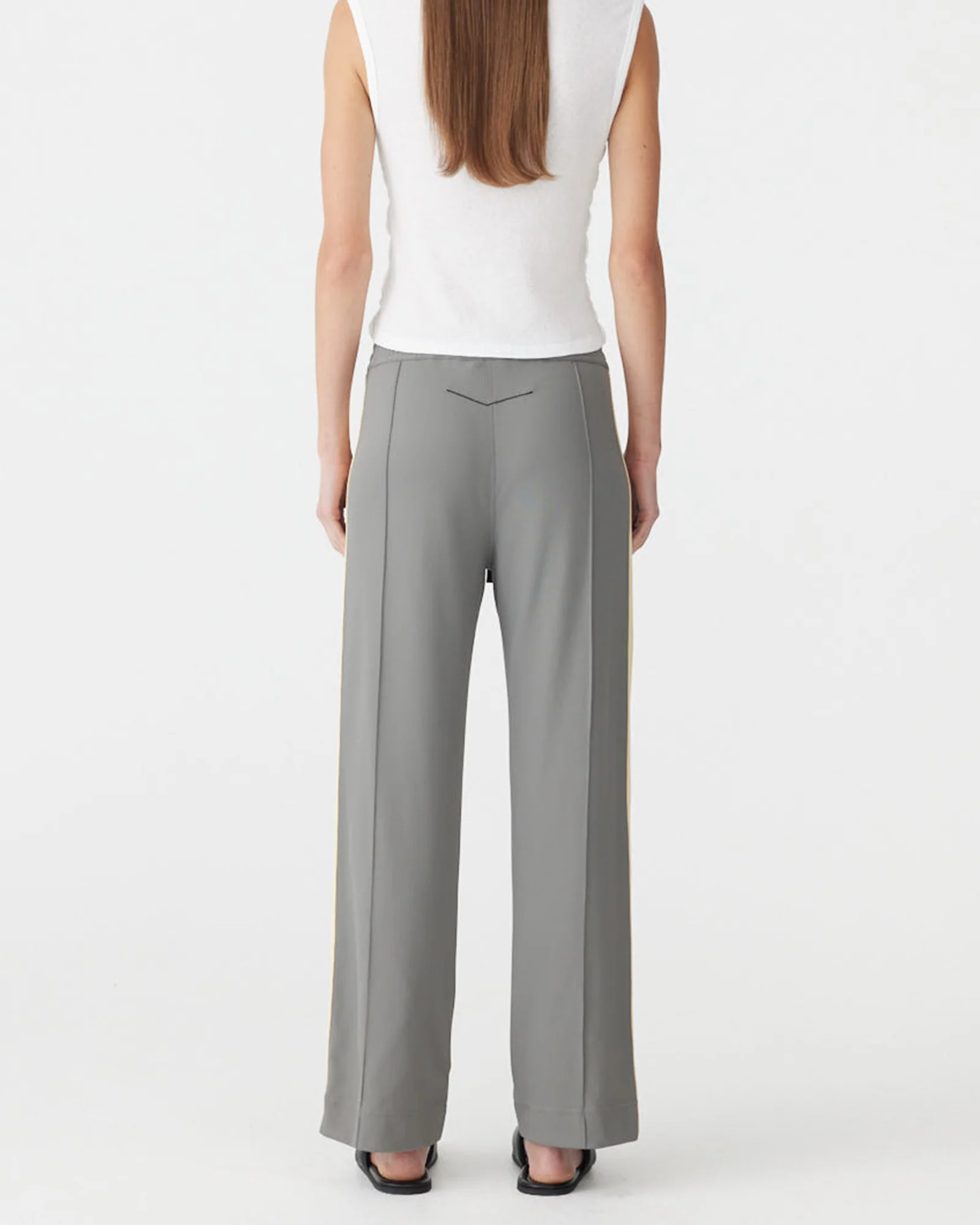 Twill Stripe Detail Pant in Pewter/Yellow - Image 3