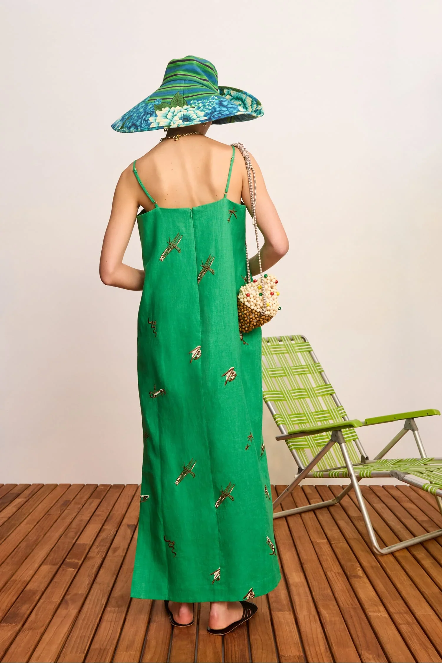 Wanda Embroidered Dress in Green - Image 3