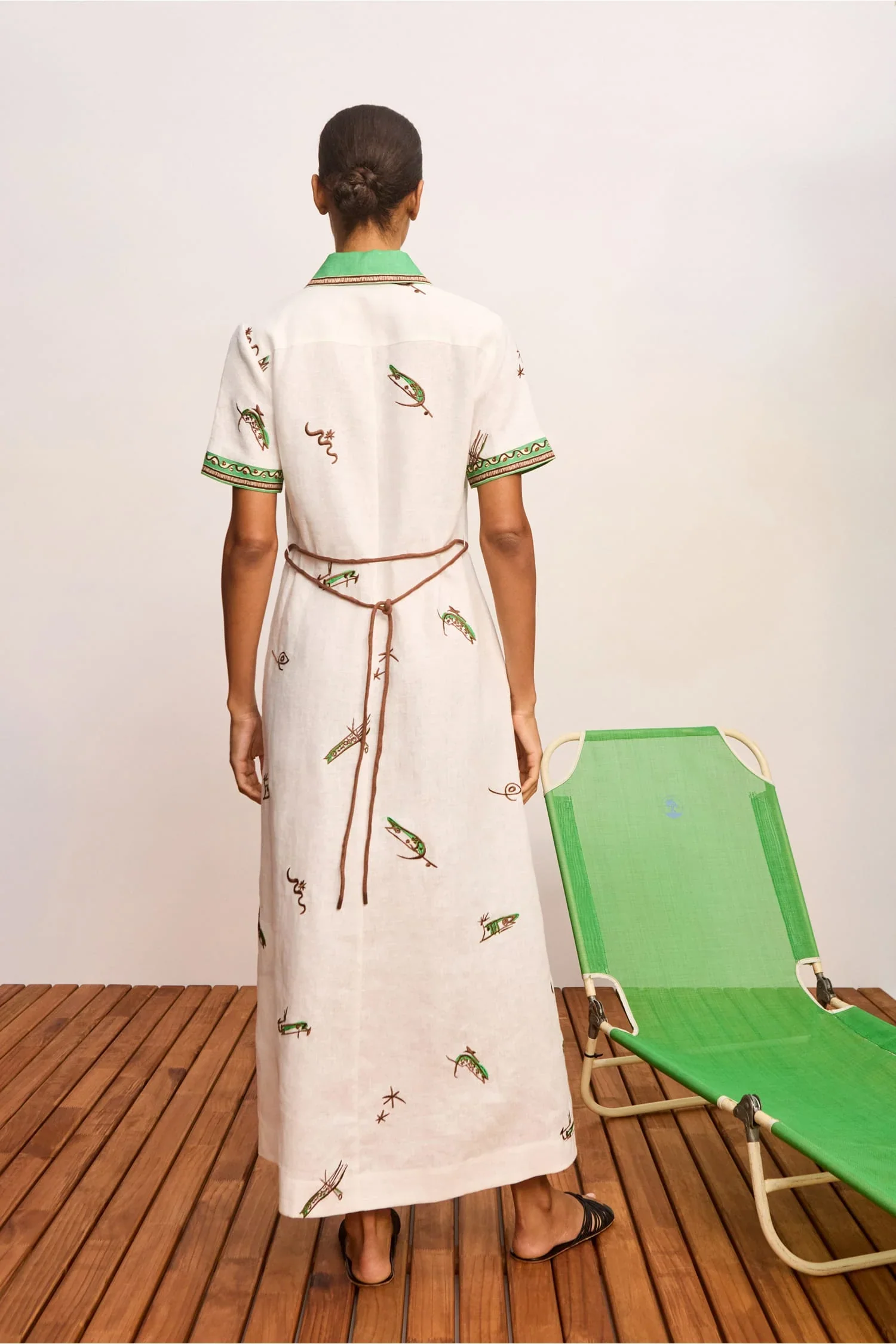 Wanda Embroidered Shirt Dress in Ivory - Image 3
