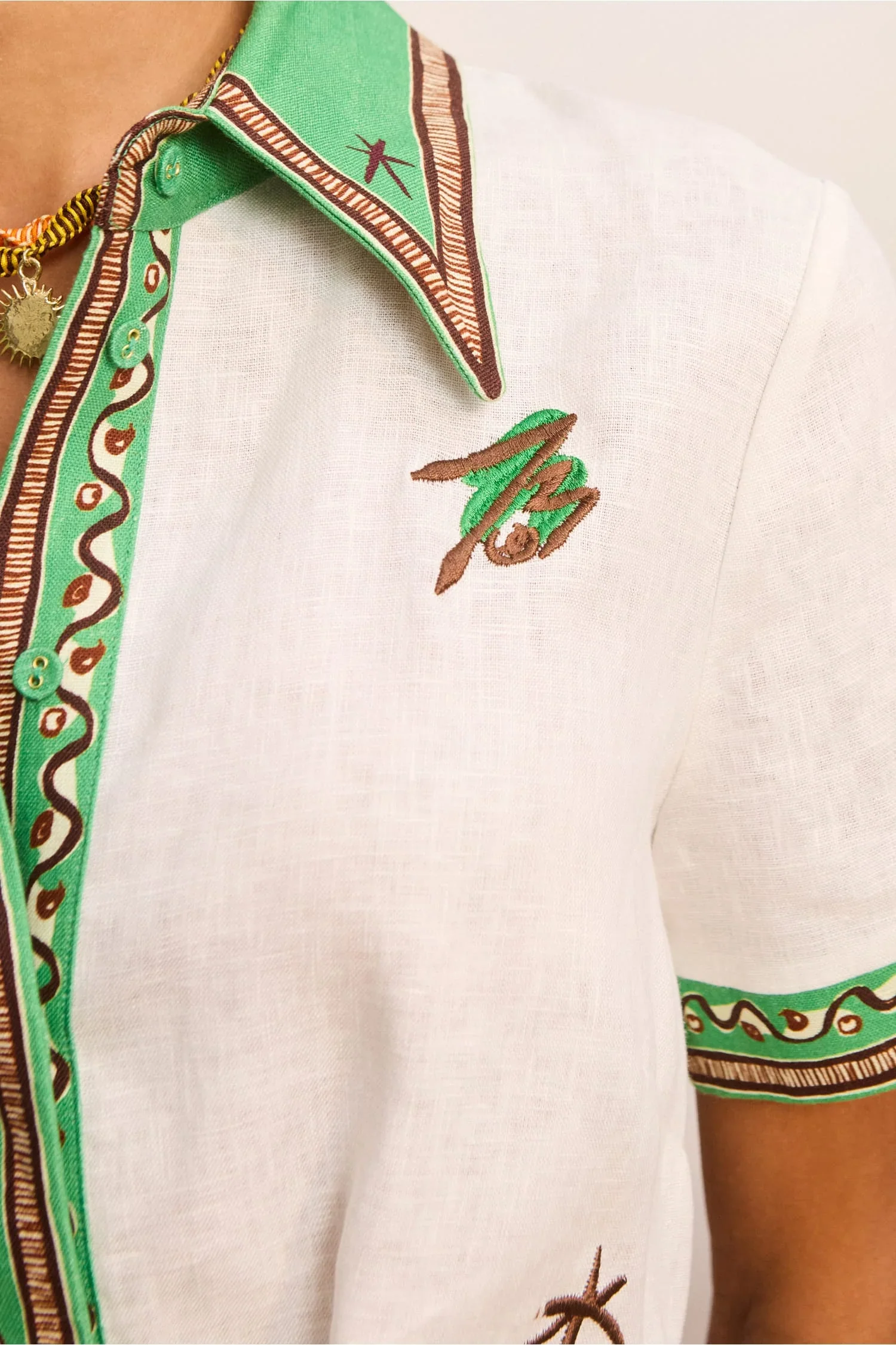Wanda Embroidered Shirt Dress in Ivory - Image 4