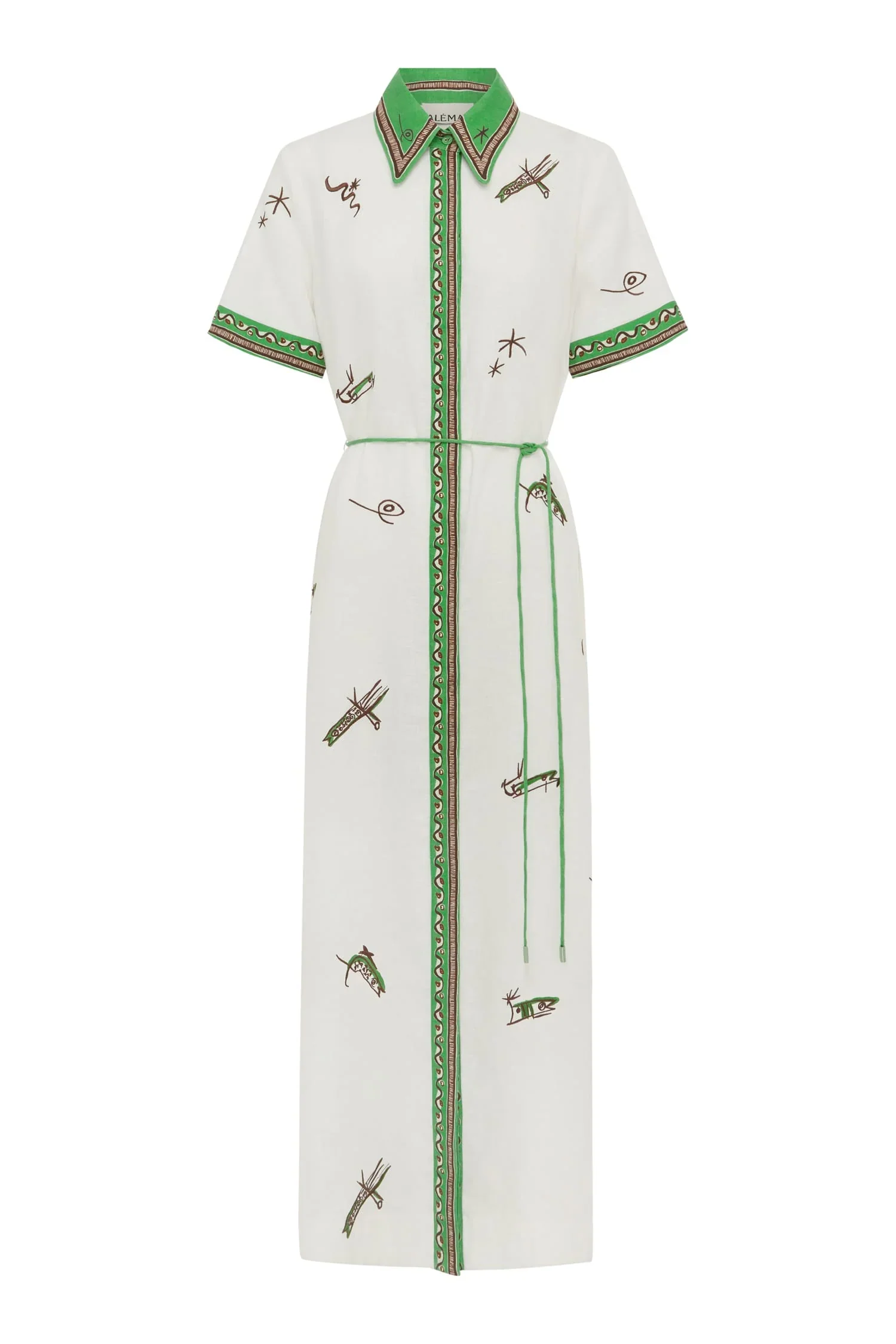 Wanda Embroidered Shirt Dress in Ivory - Image 6