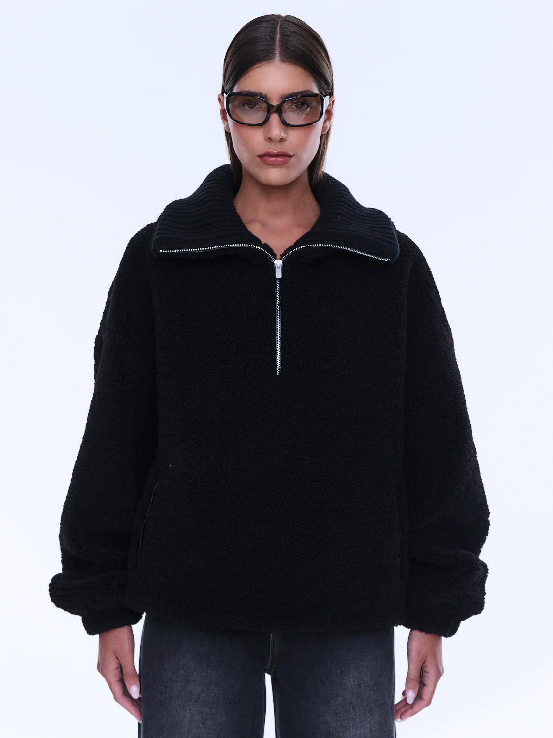 Winnie 1/4 Zip Polo in Black - Image 5