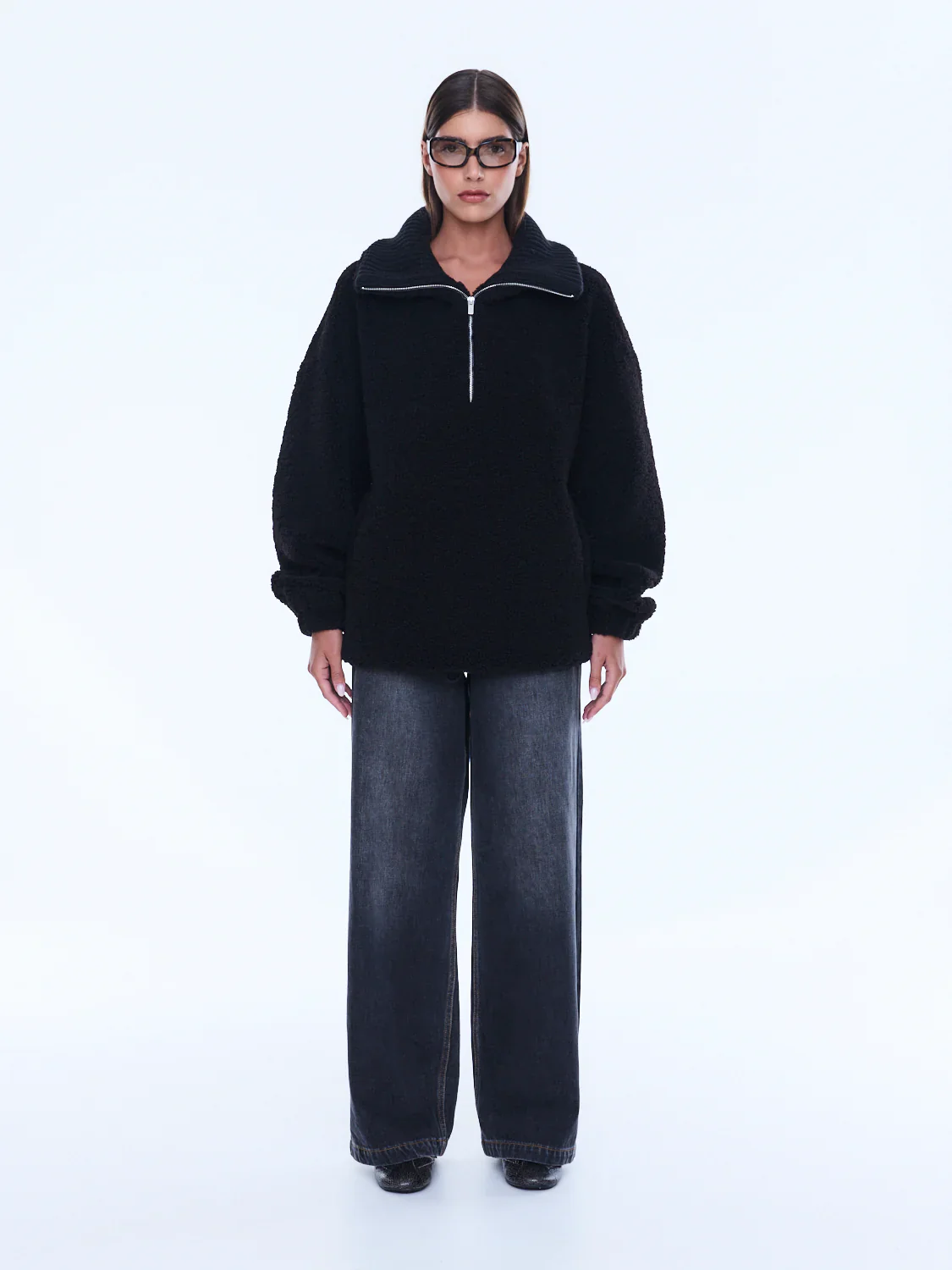 Winnie 1/4 Zip Polo in Black - Image 6