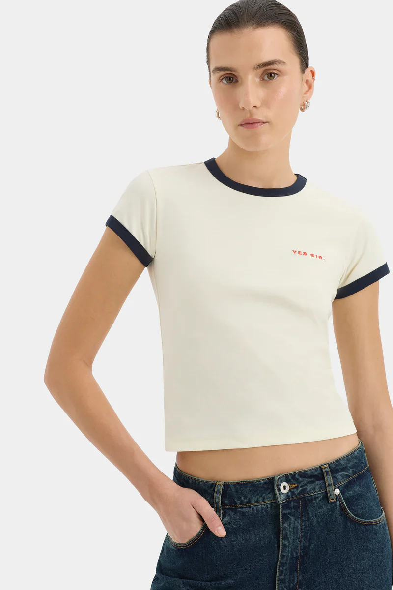 Yes Sir Fitted Tee in Ecru - Image 6